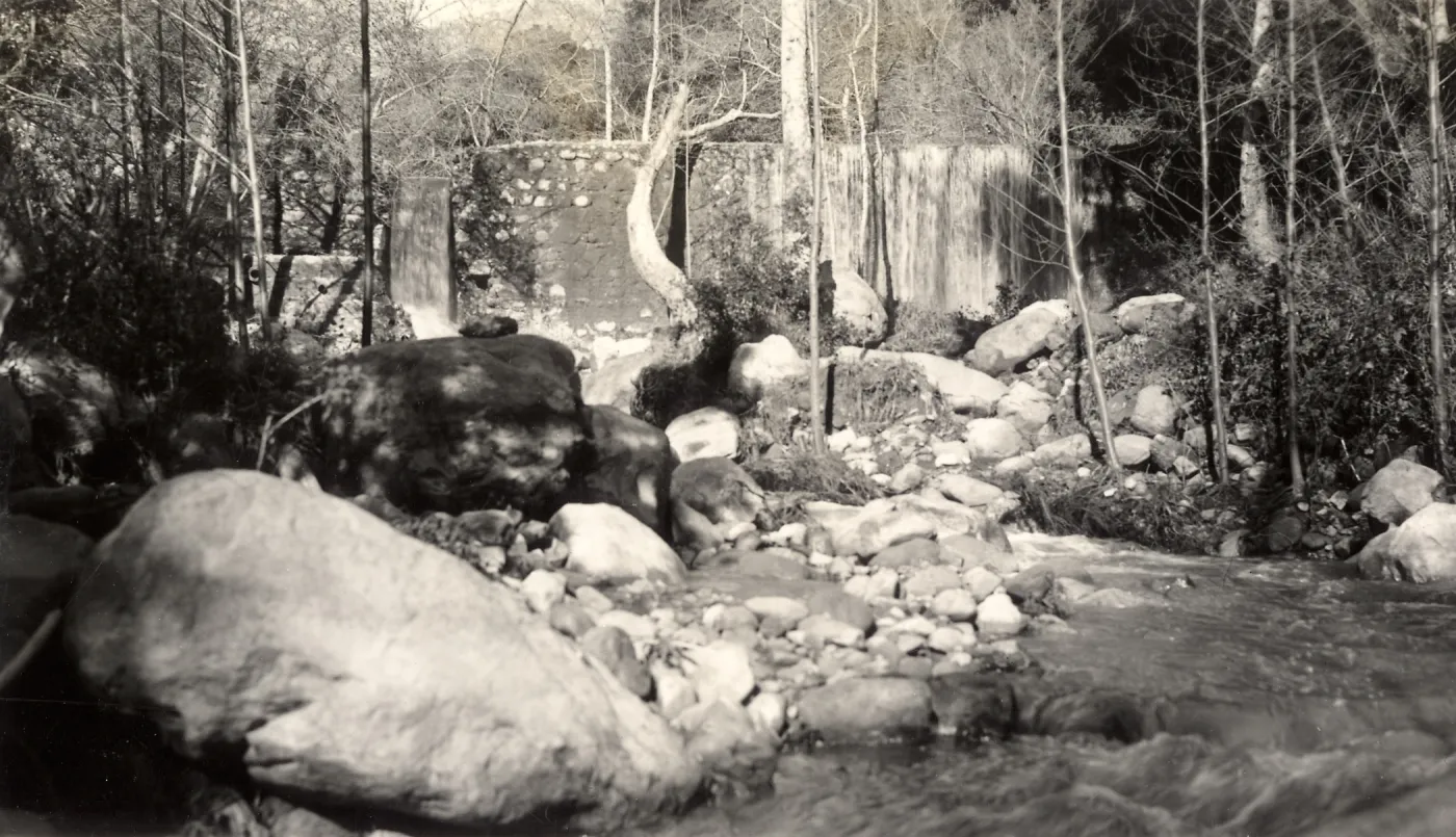 Mission Creek below the Old Mission Dam, 1938