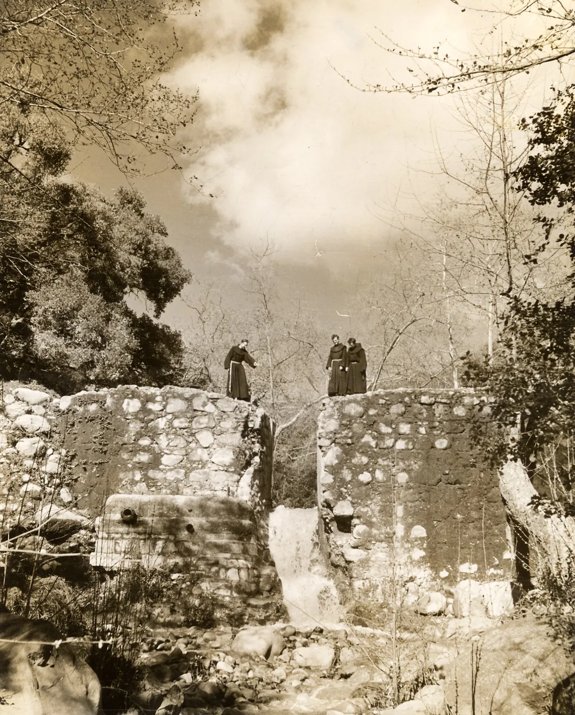 Friars (padres) at Mission Dam, SBBG