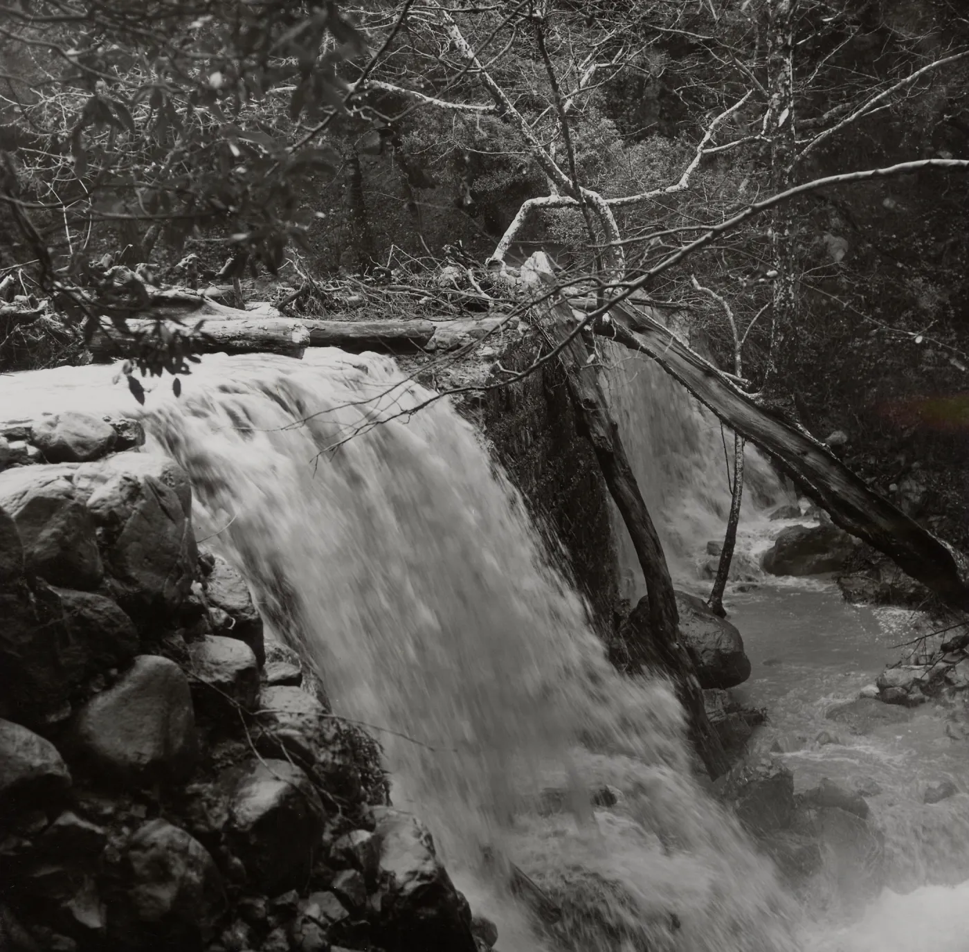 Mission Creek flooding over the Mission Dam, Spring 1969