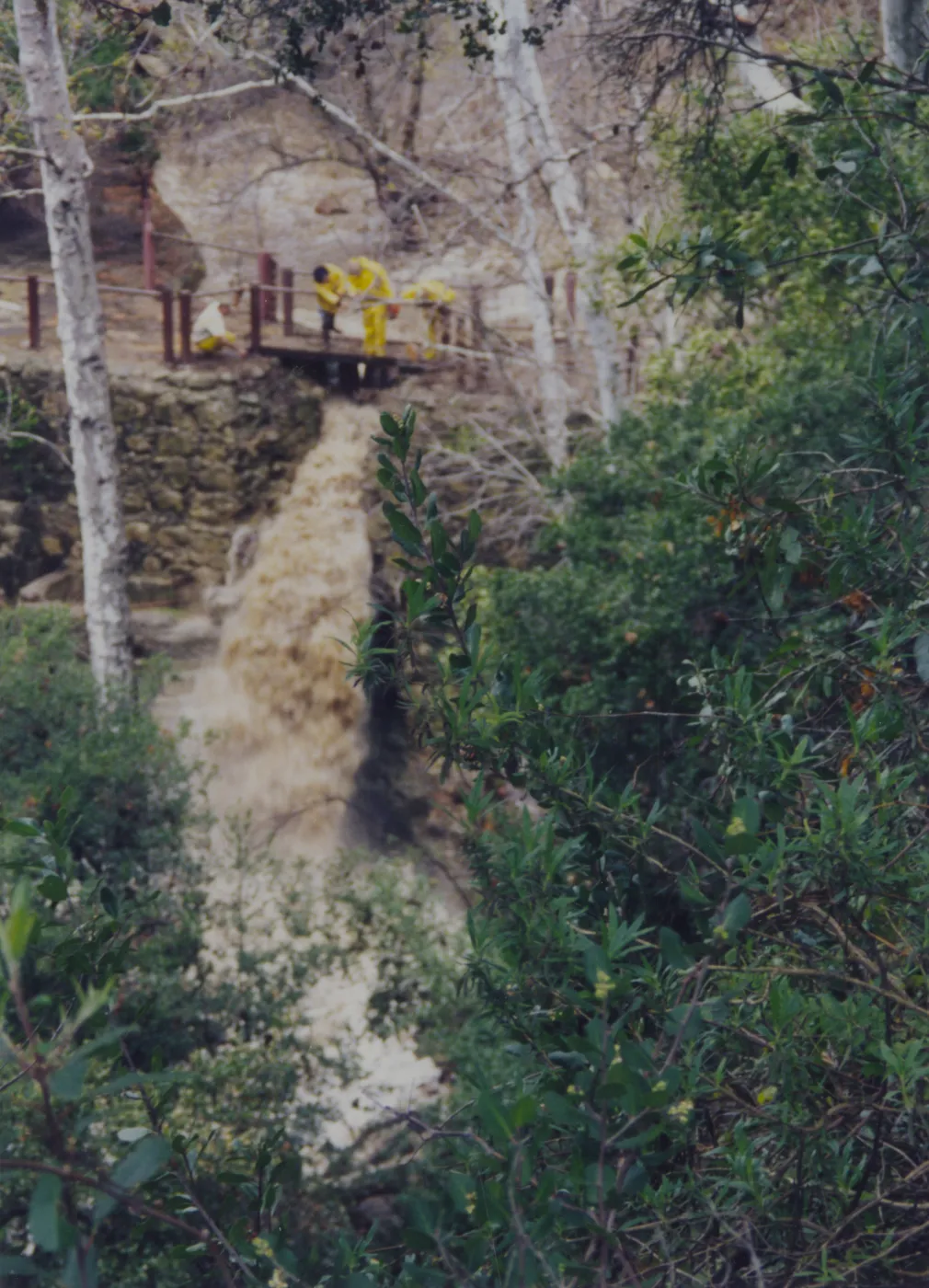 Mission Creek flooding through the flue of the Mission Dam