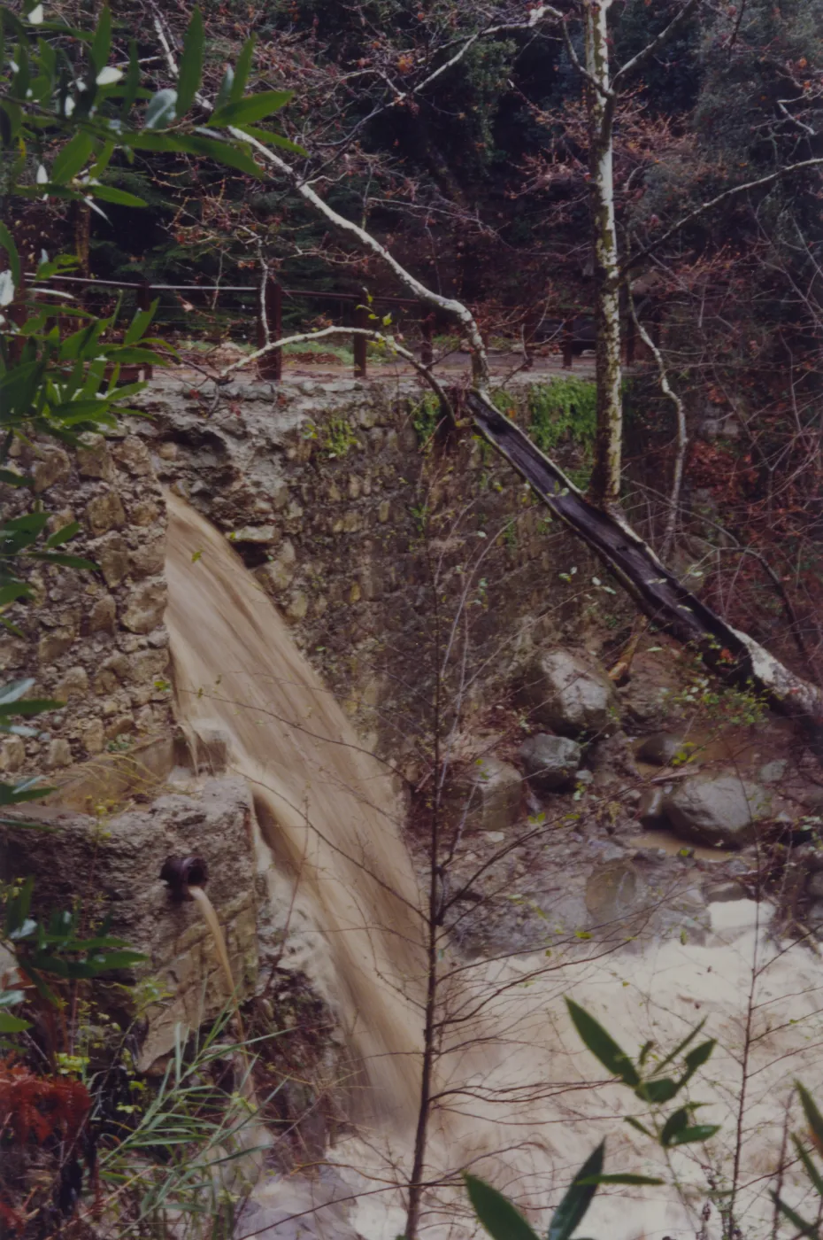 Mission Creek flooding through the flue at Mission Dam