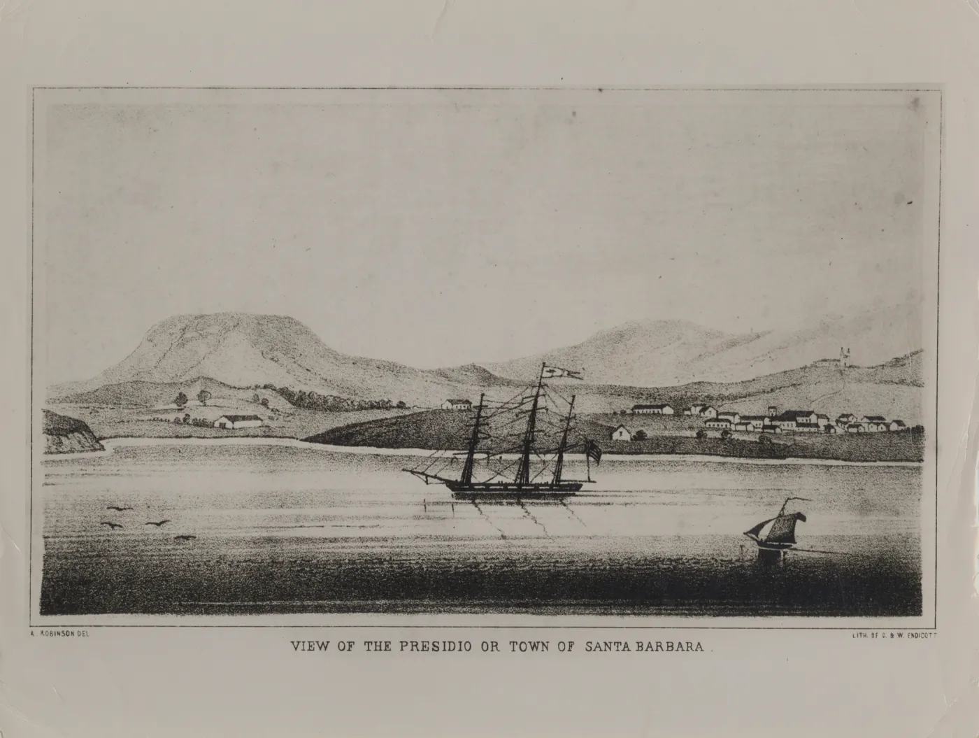 View of the Presidio or Town of Santa Barbara, 1840