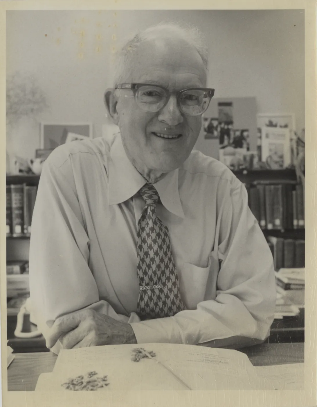 Tom Howell, aged 79, in his Academy office with a Calfiornia tule
