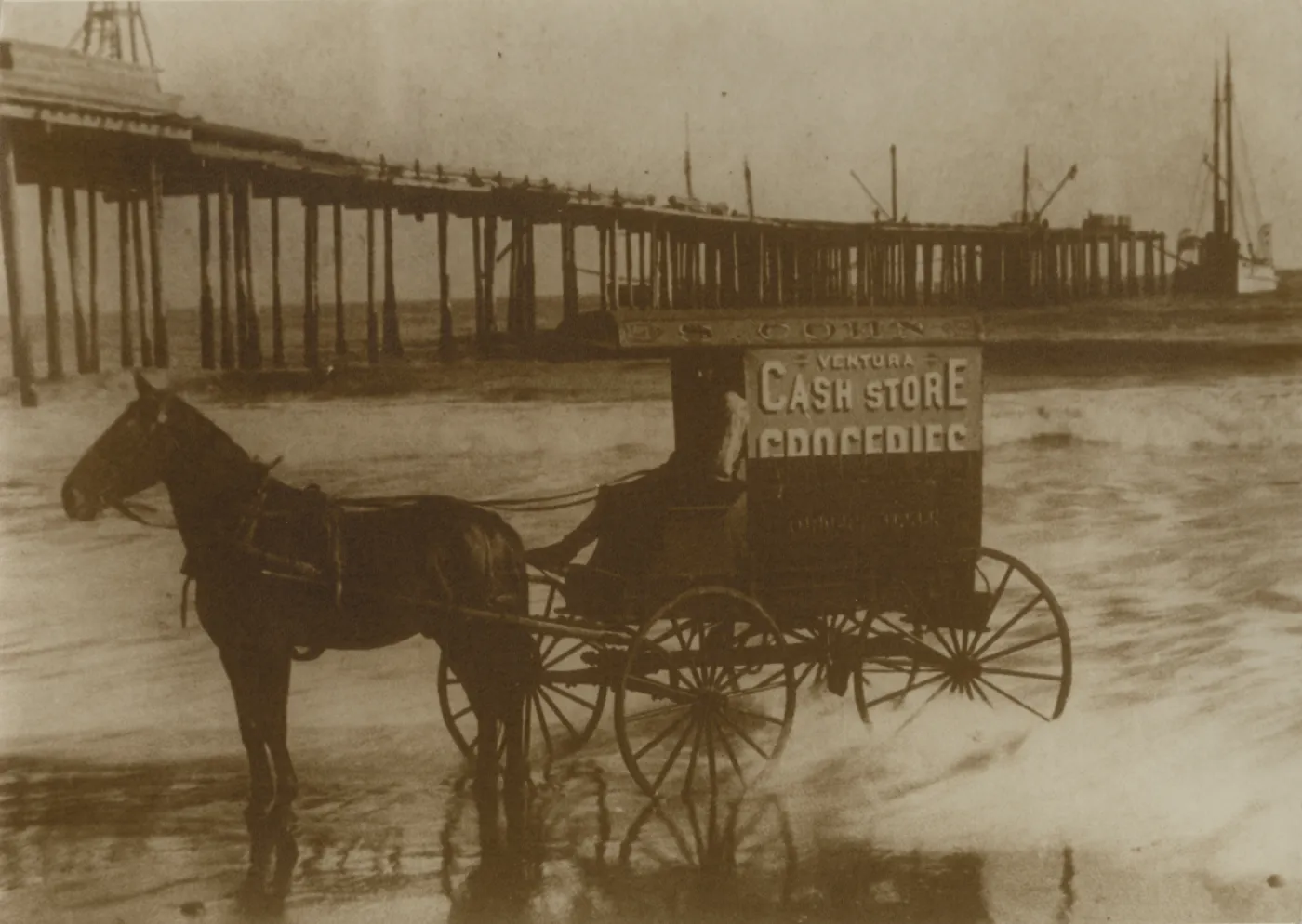Horse and Buggy on beach near Ventura