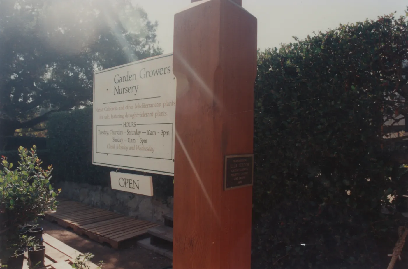 Lila Sexton Plaque, Nursery Entrance, Courtyard