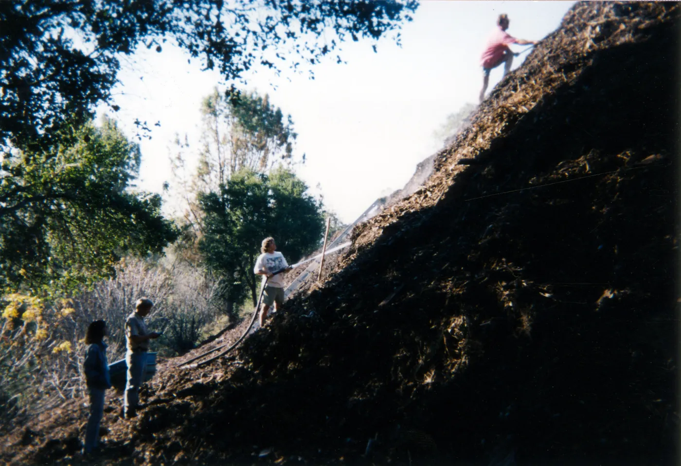 Mulch pile on ridge above Hort Unit that caught on fire and was removed