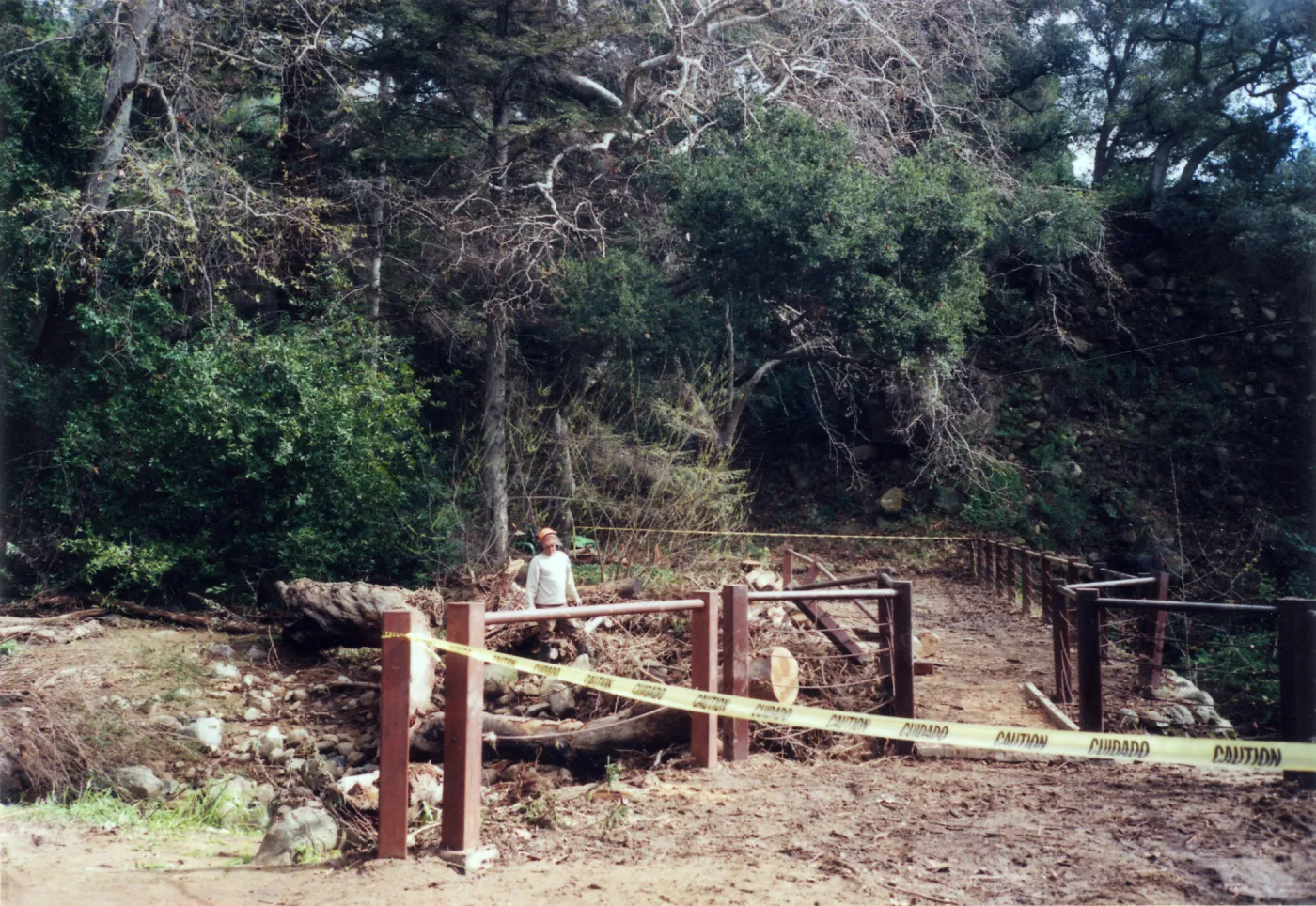 Dave Kershaw at Mission Dam clearing debris left by February 17 2017 rainstorm