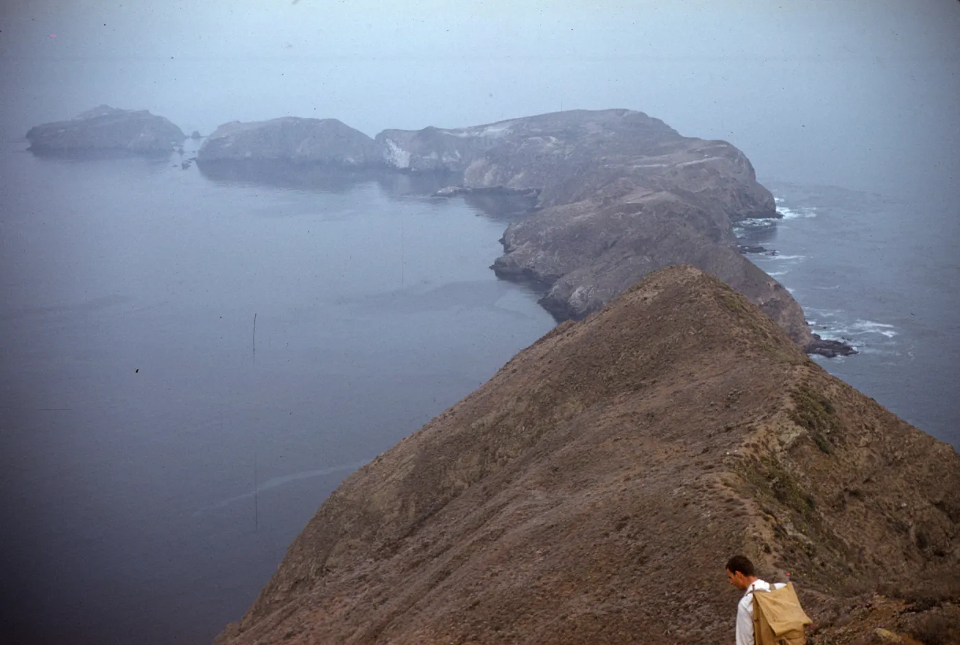 Looking East from the Top of West Anacapa Island, in the foreground is Dennis Breedlove