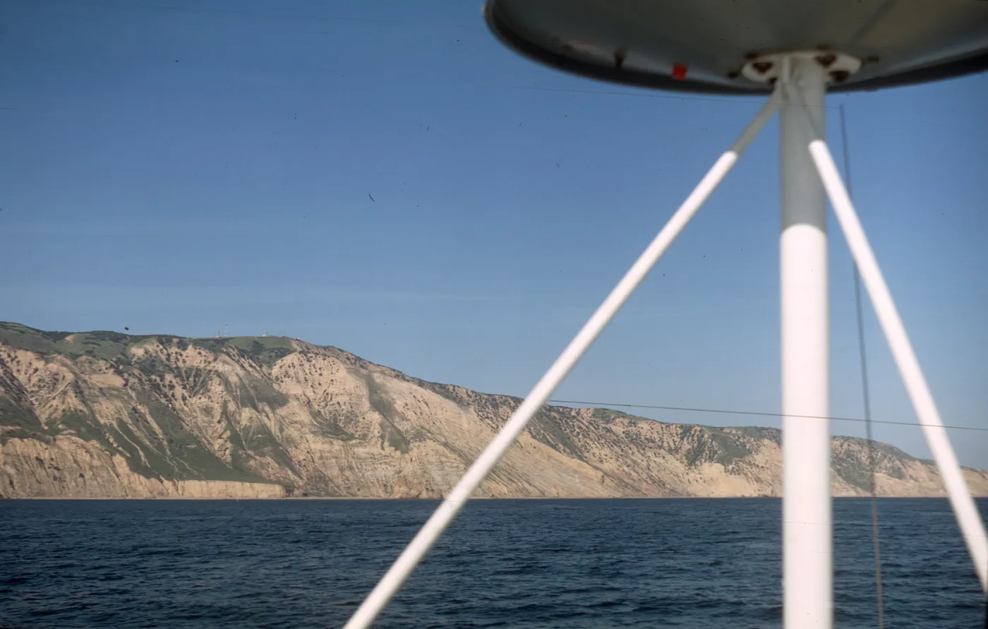 Navy Base on Santa Cruz Island from Boat