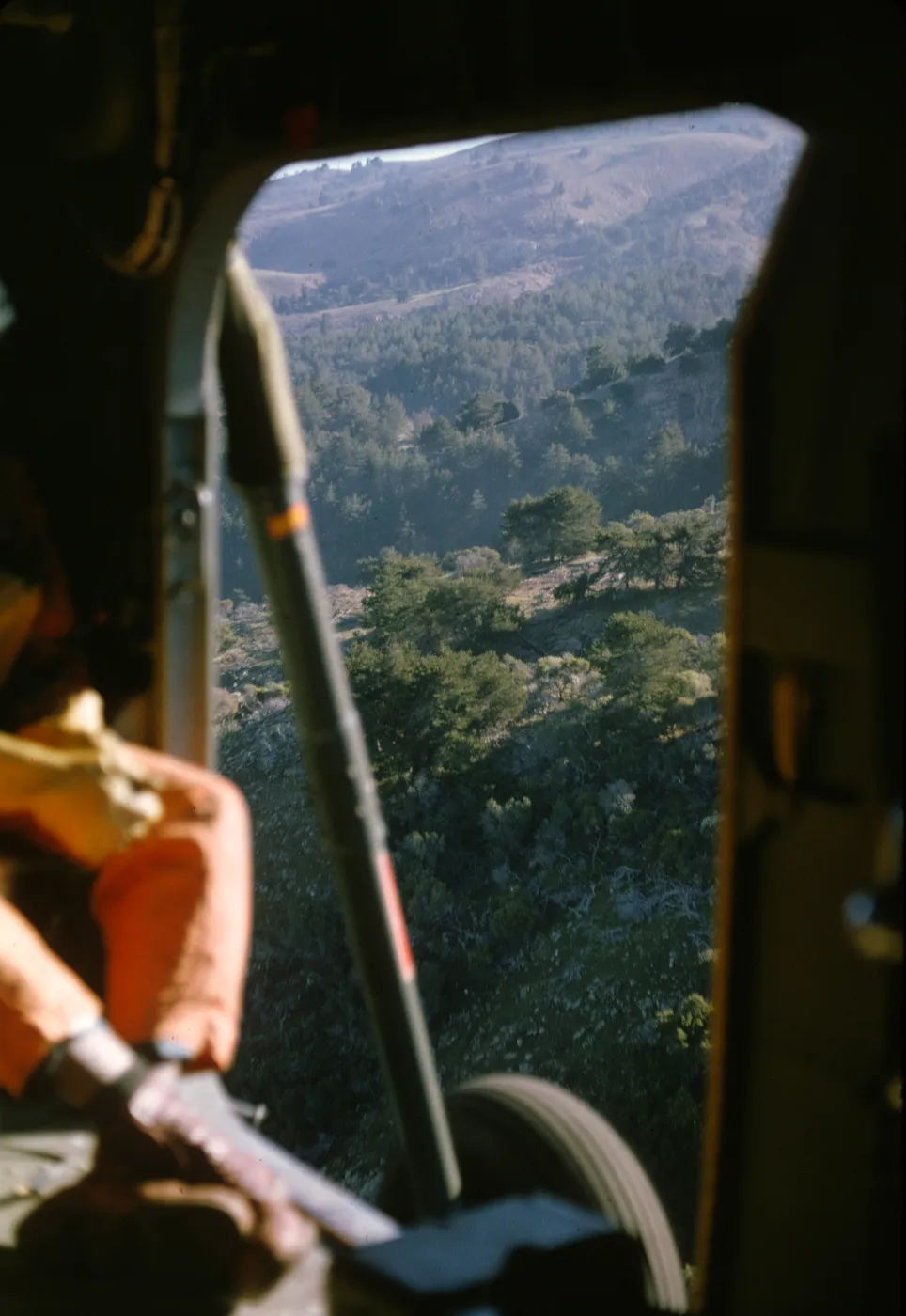 Santa Cruz Island from inside helicopter