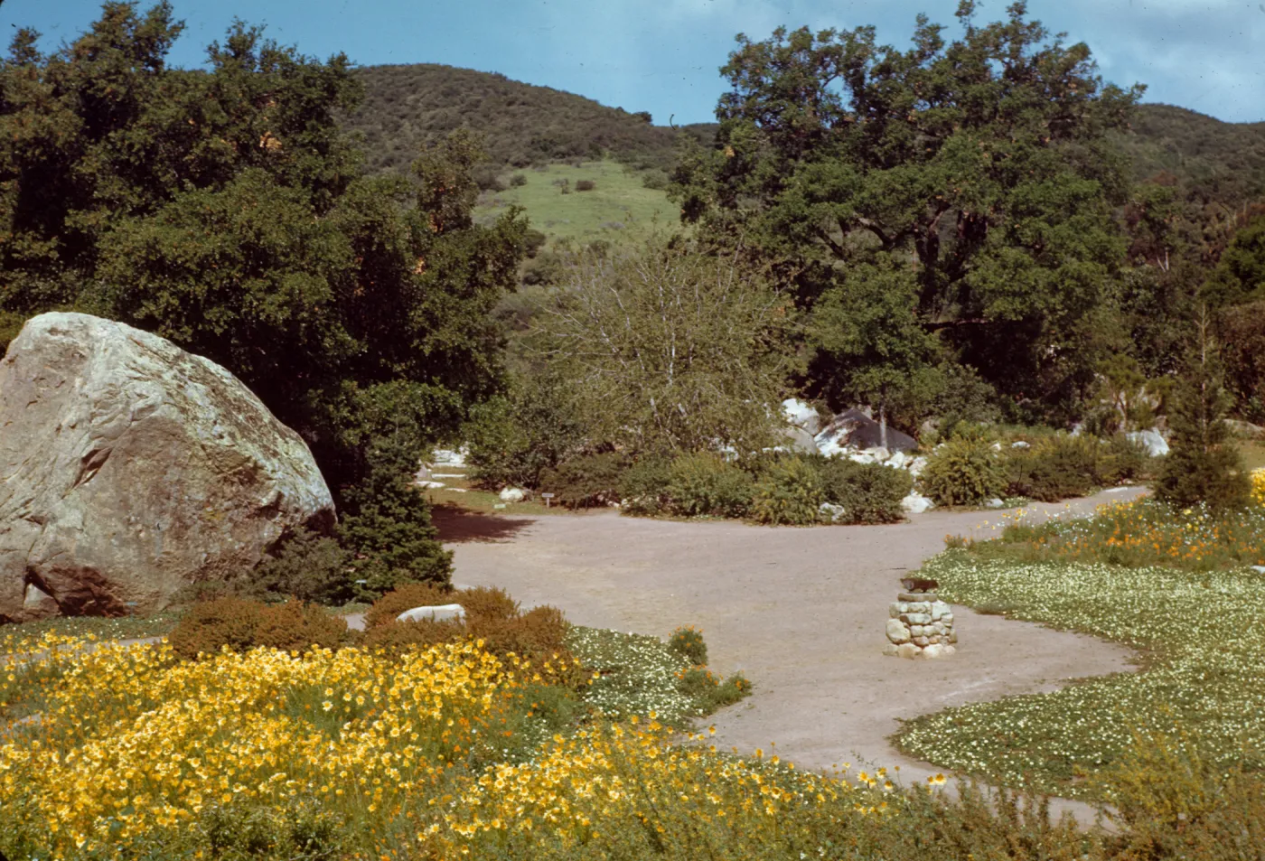 Meadow sundial and Blaksley Boulder, 1945