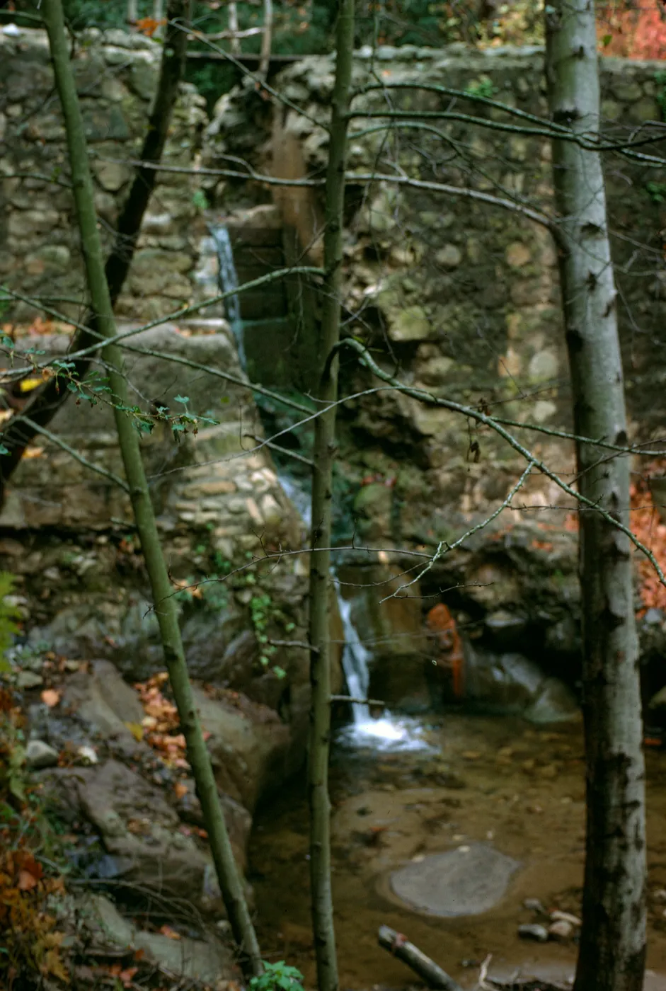 Mission Creek waterfall and pool below the Mission Dam