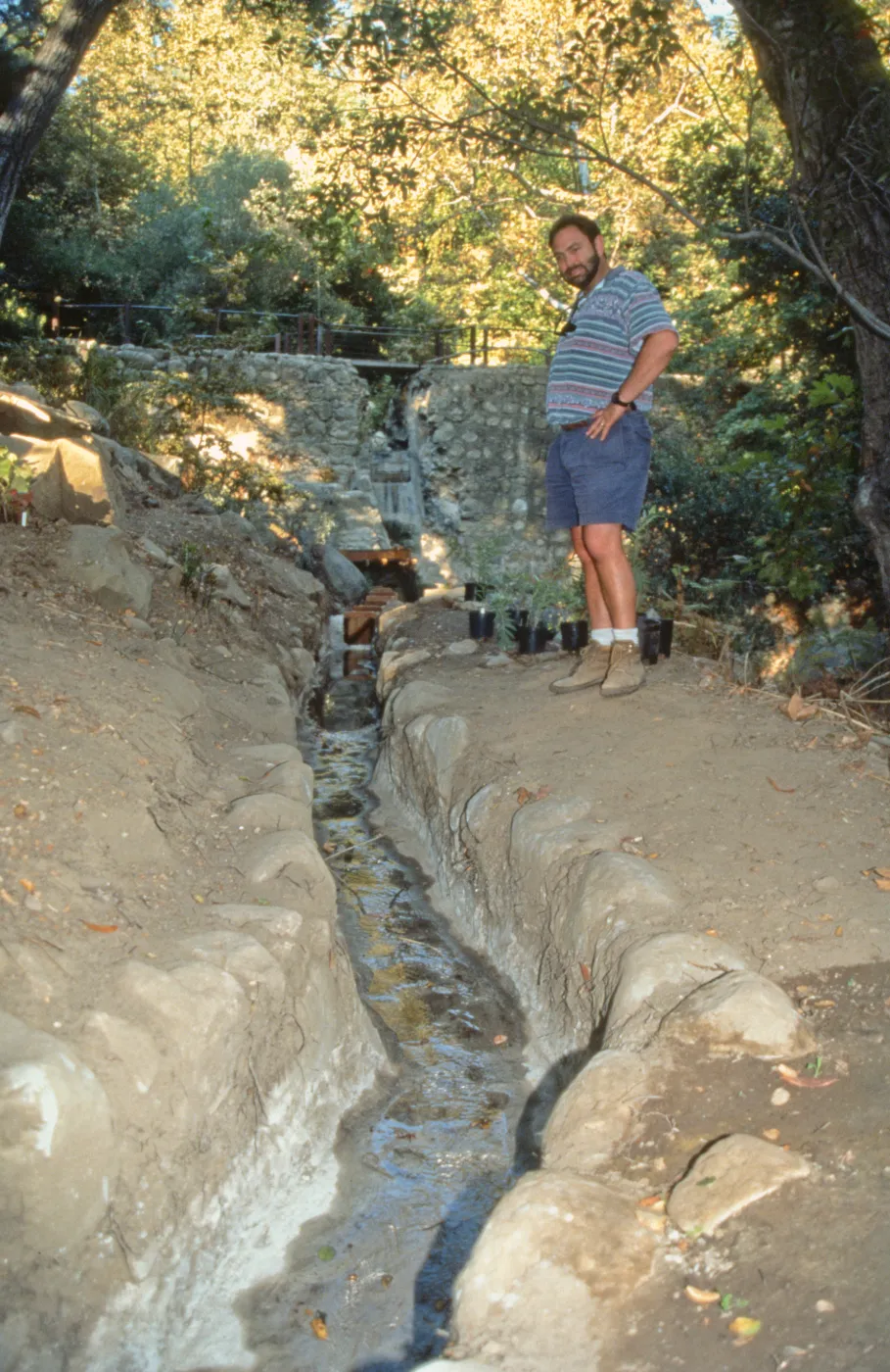 old Mission Aqueduct, construction of the redwood flume, Mission Dam