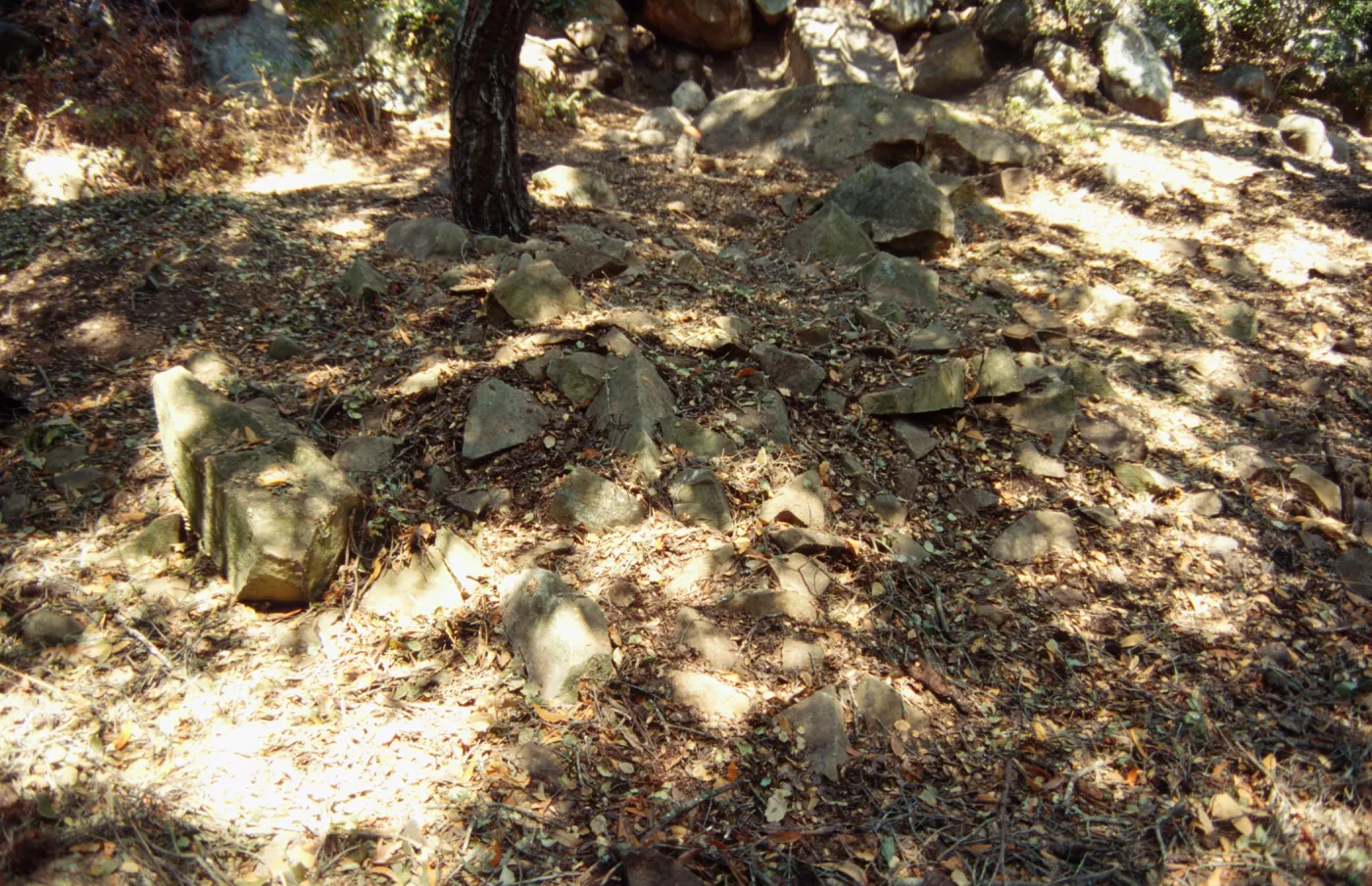 scattered rocks at site of old Mission Aqueduct