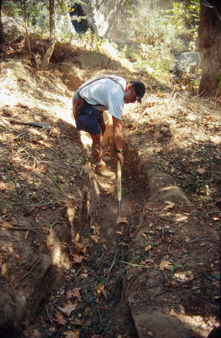 working on the old Mission Aqueduct, 1995