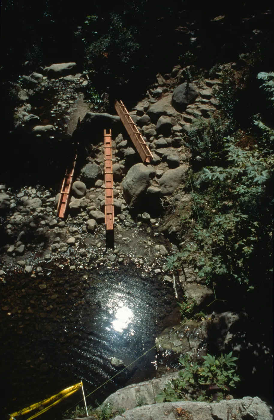 construction of the redwood flume, Mission Dam