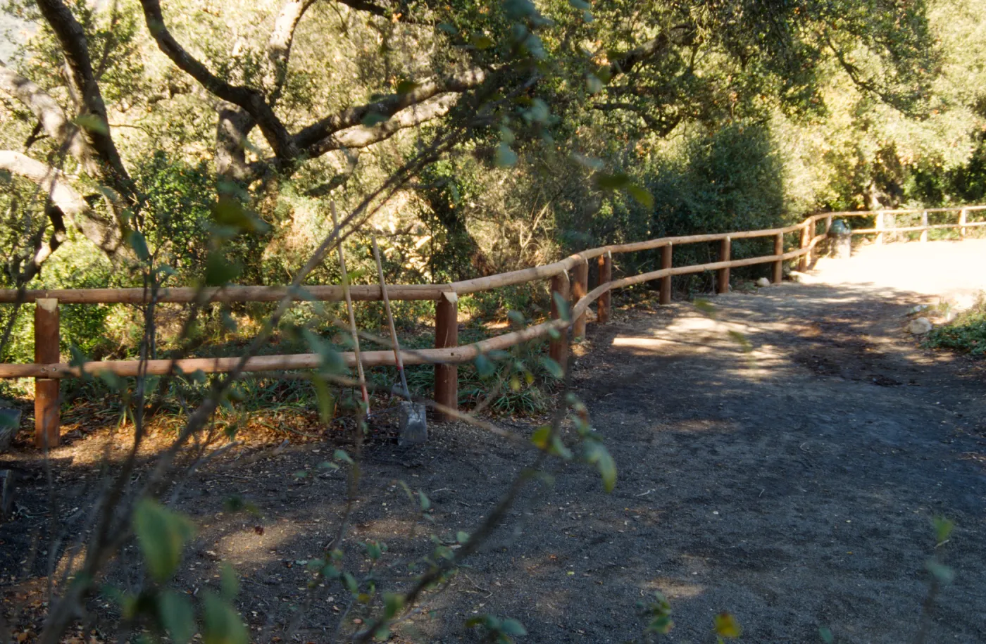 new wood fence at the canyon rim