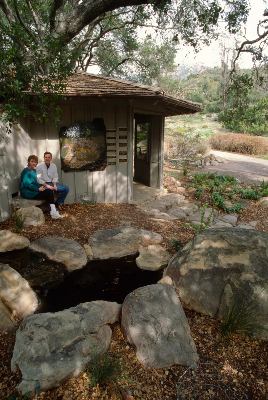 Information Kiosk dedication wall and water feature