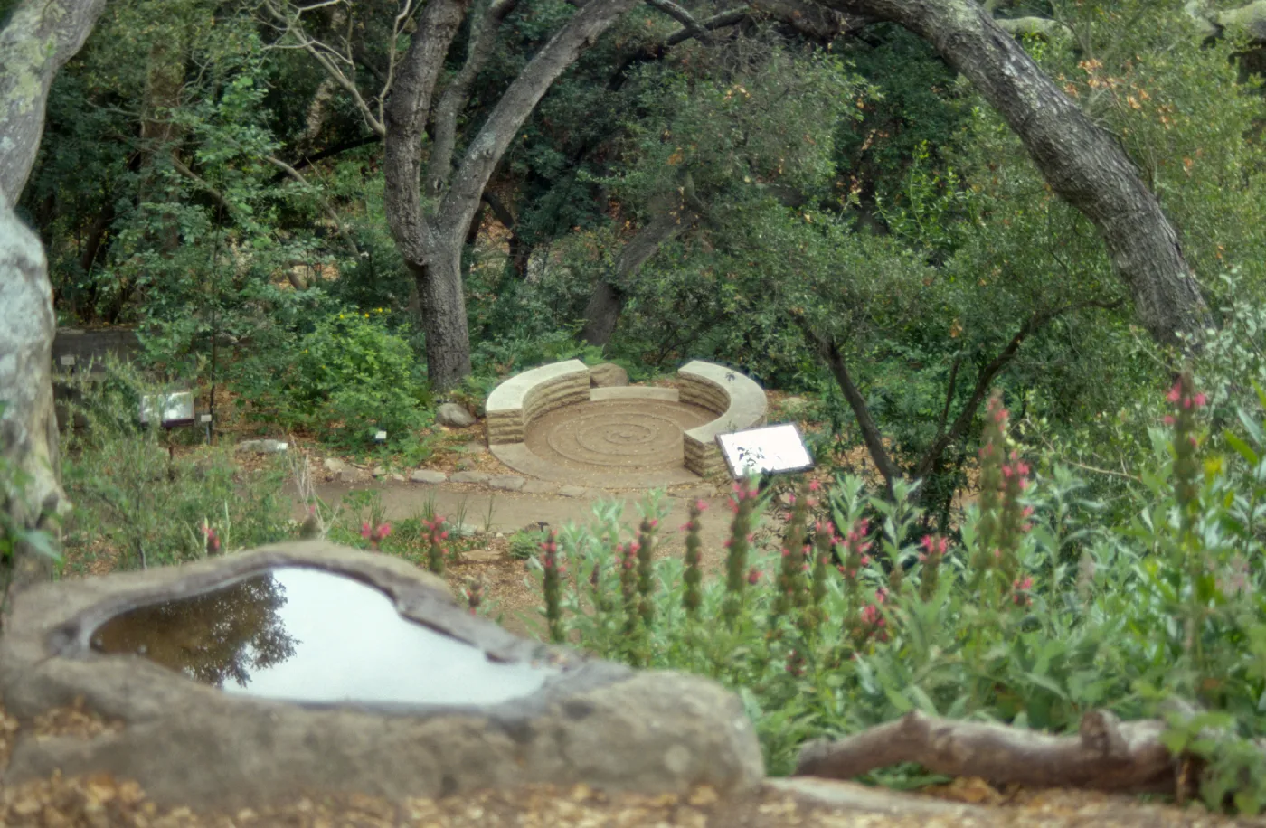 Distance view of spiral bench in Fiber Arts Display