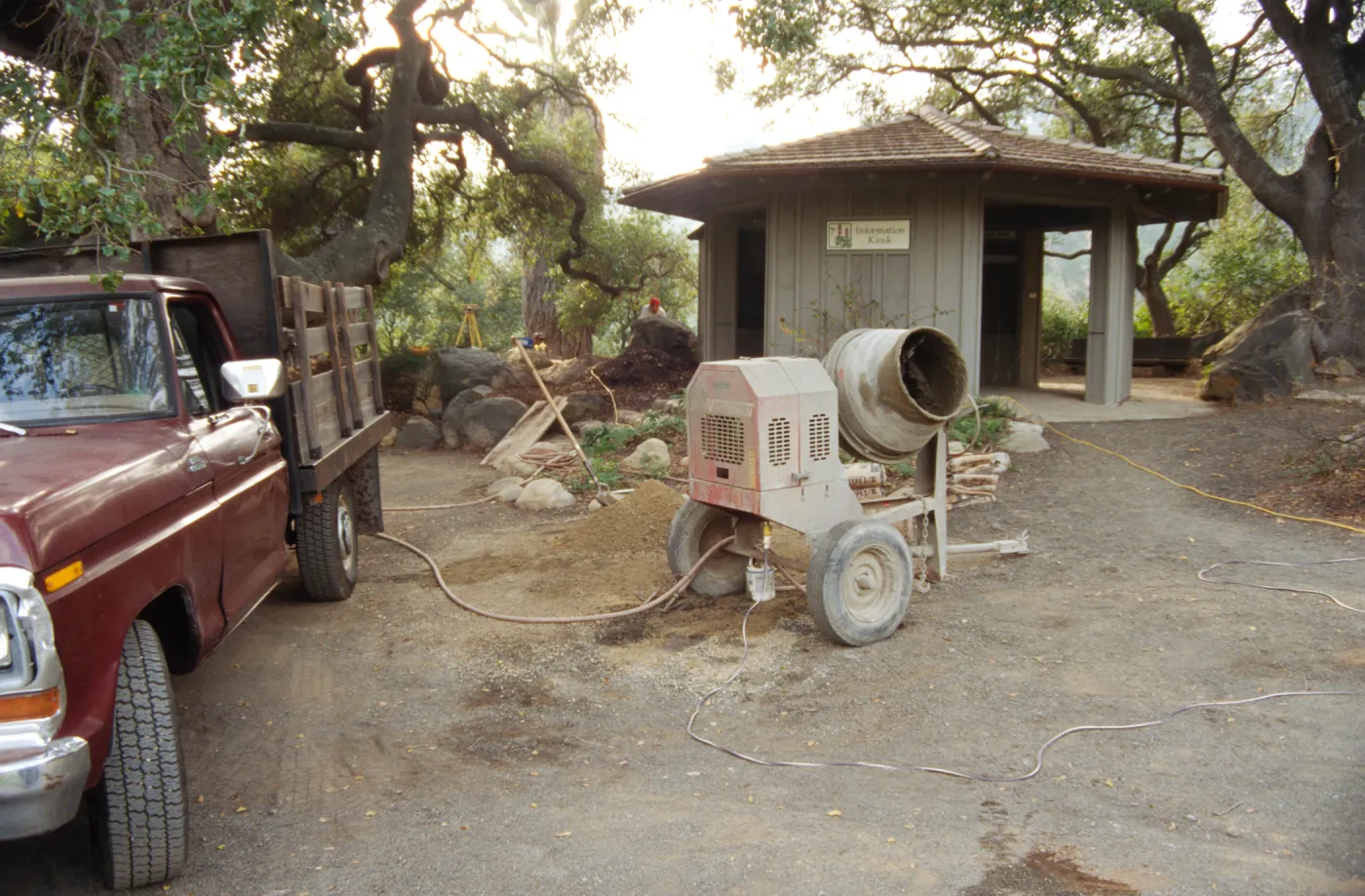 construction of a new reflection pool at the Information Kiosk