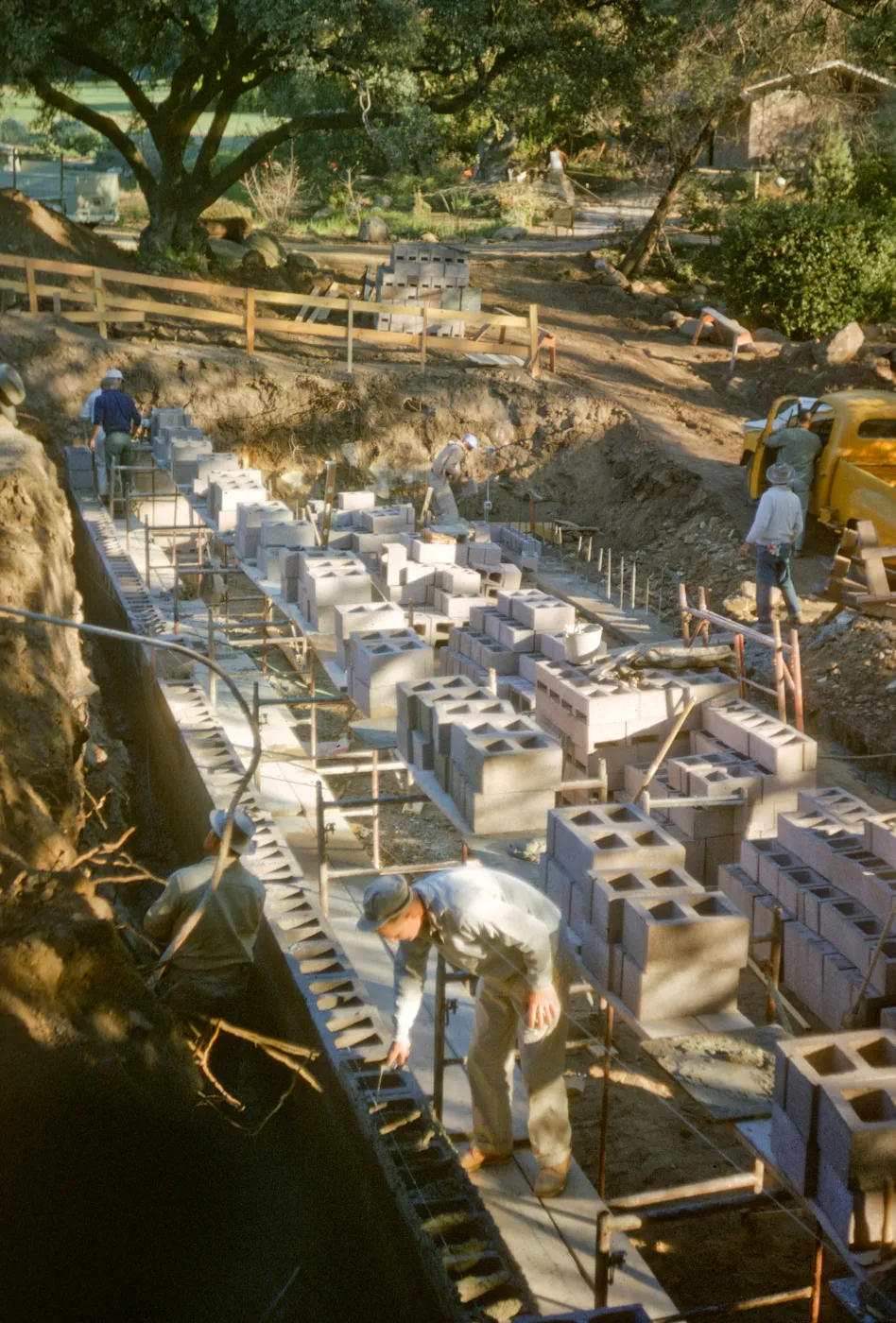 North Wing Construction, cinder blocks