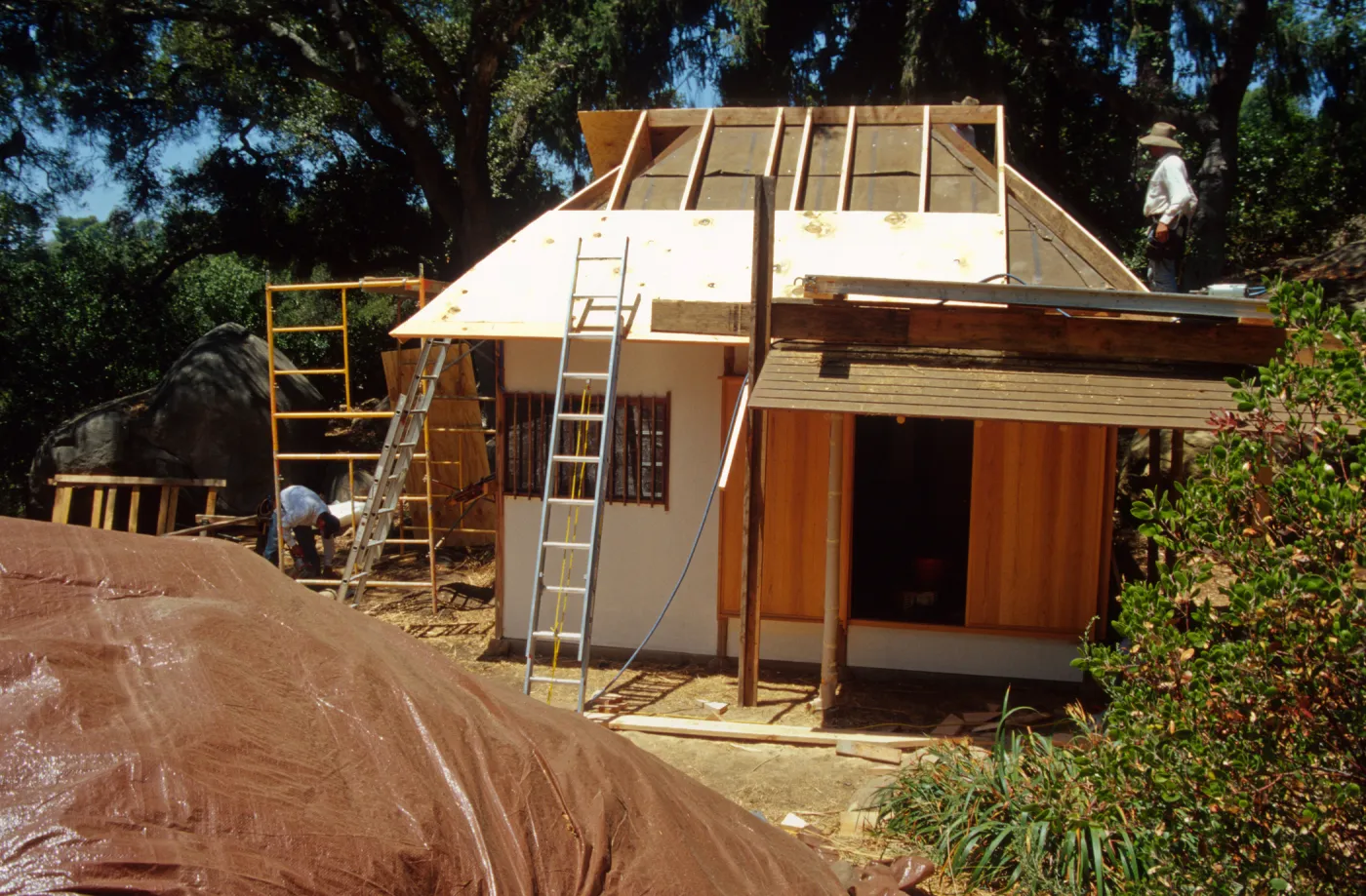 Tea House-- new roof construction