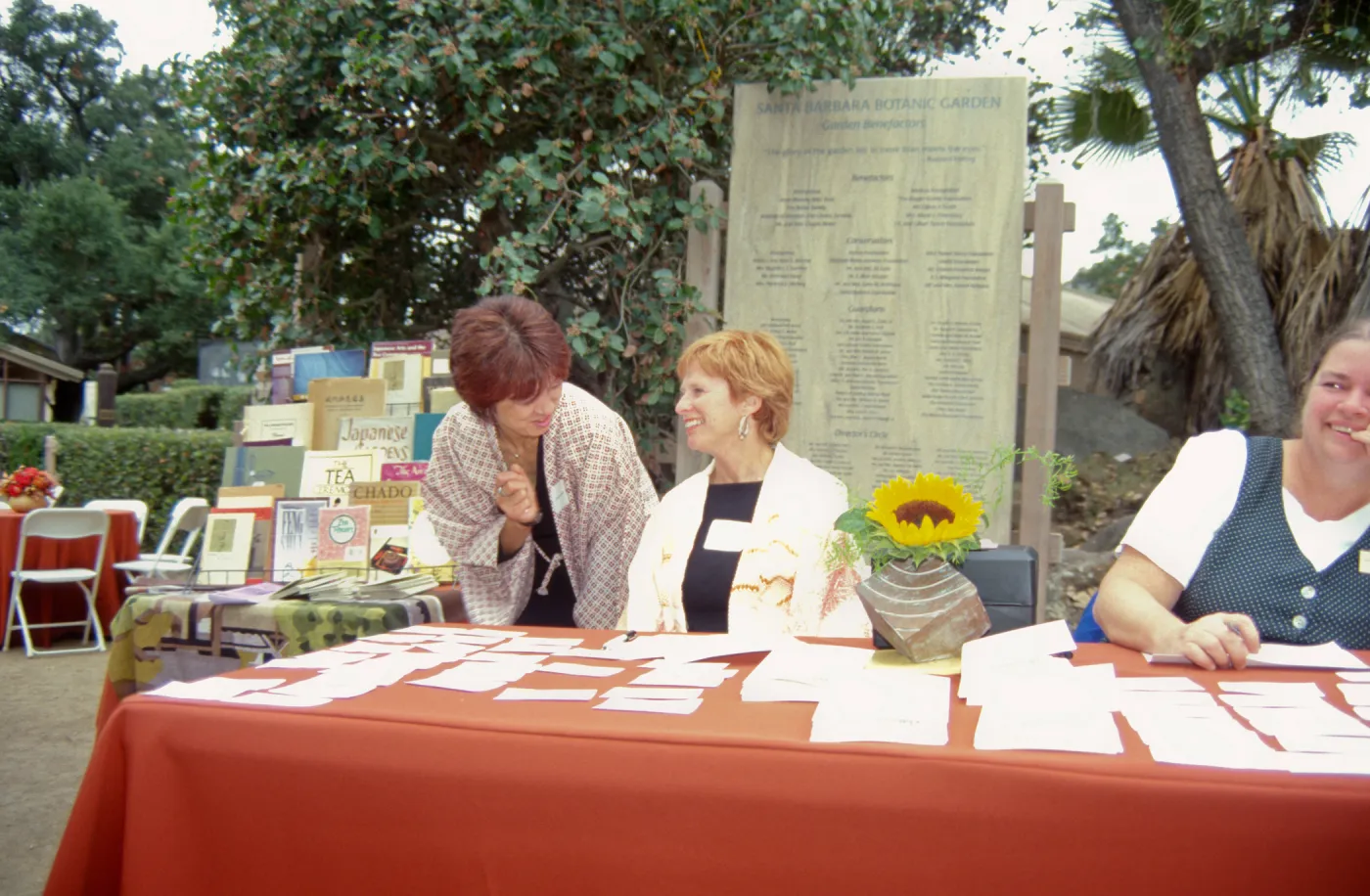 reception table, Tea House event in the Courtyard, 2000
