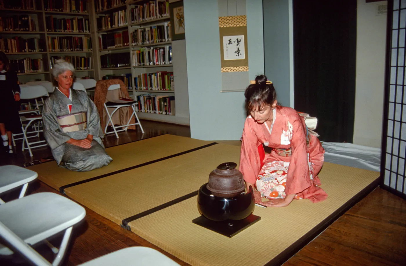 Tea House event, tea ceremony inside the Blaksley Library, 2000
