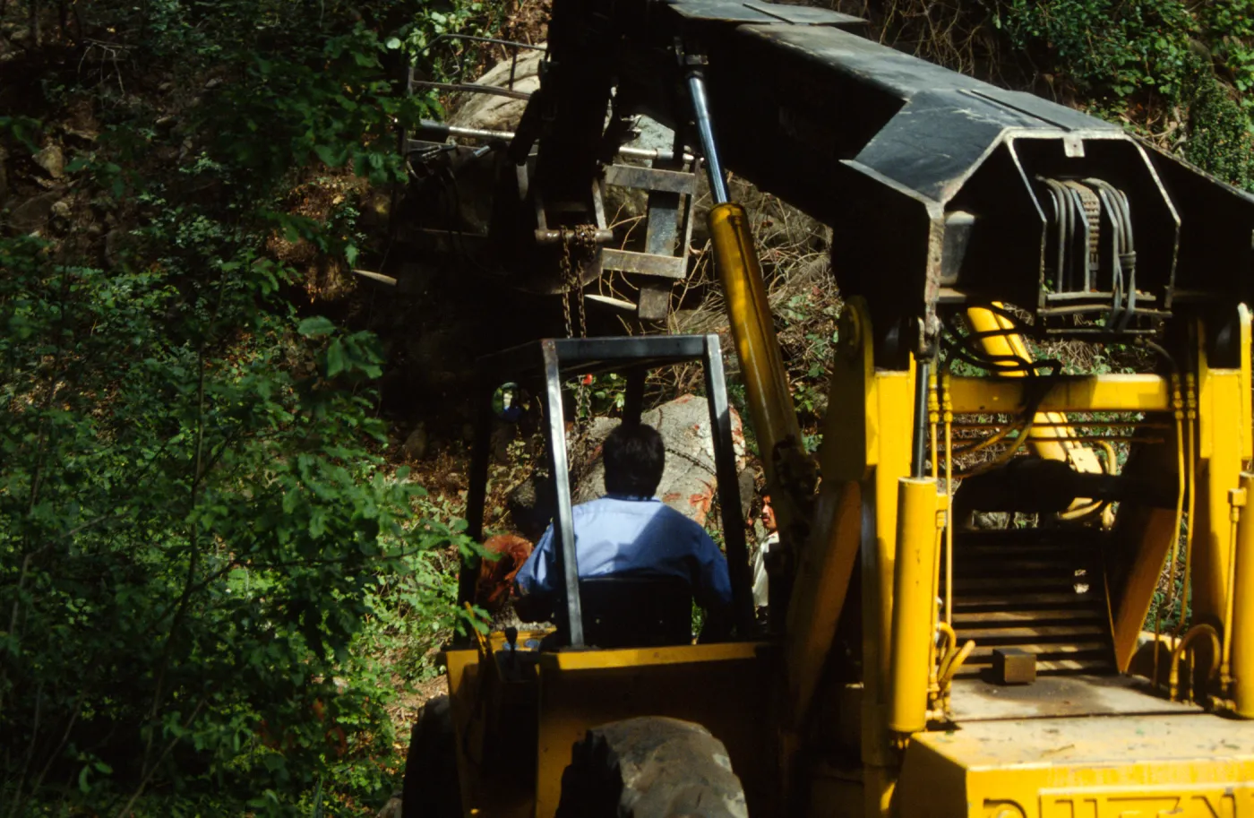boulder removal by the Mission Dam