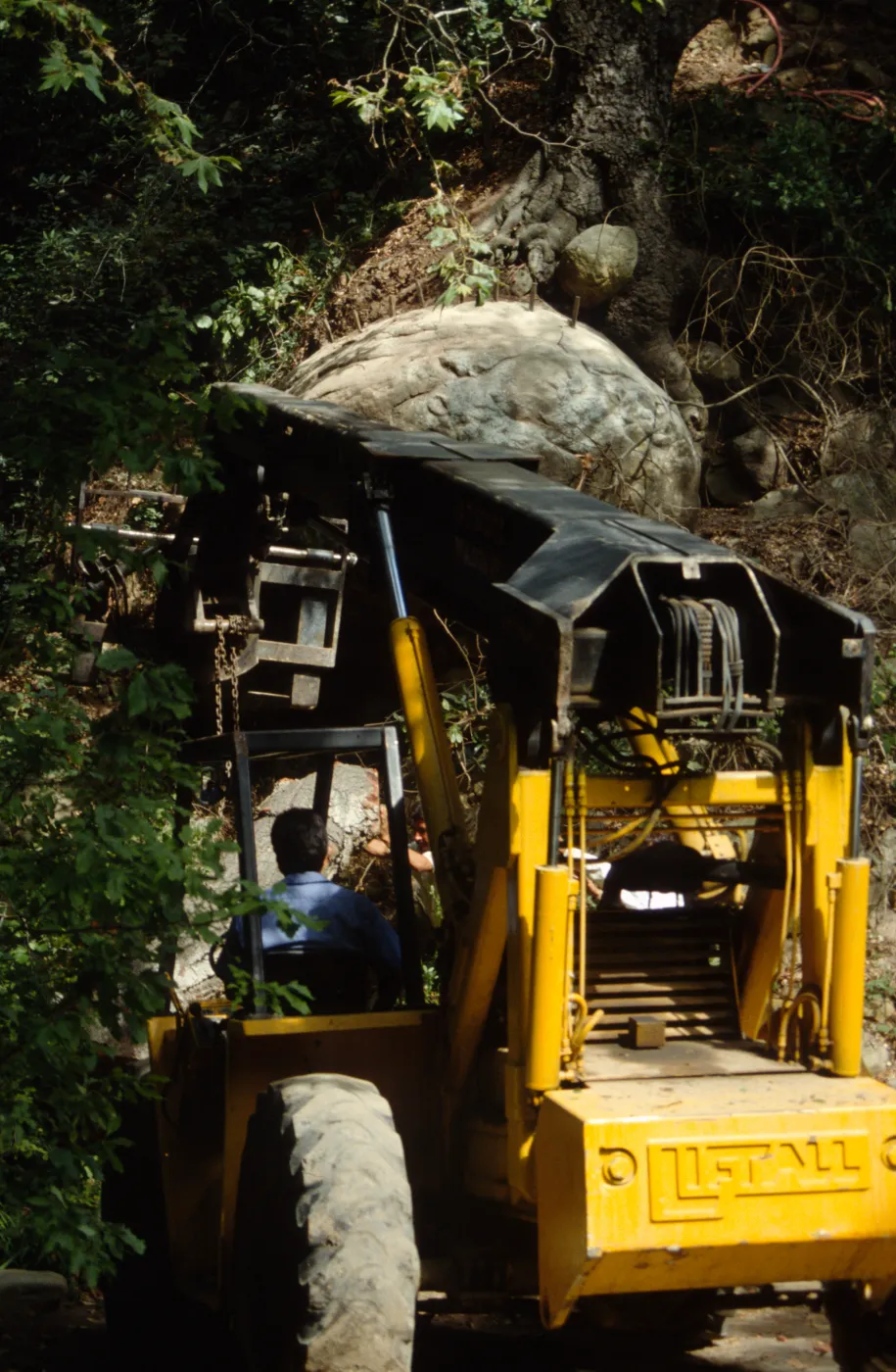boulder removal by the Mission Dam
