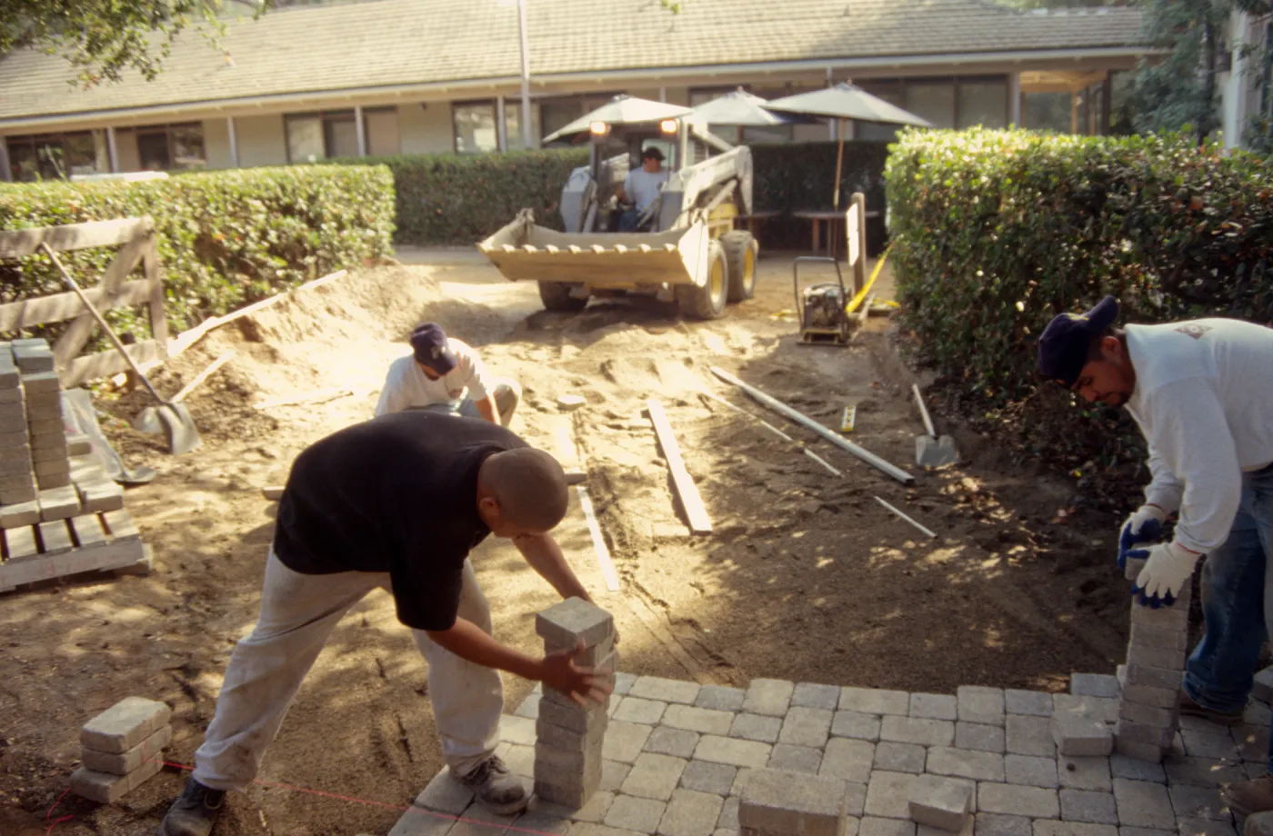 New pavered courtyard