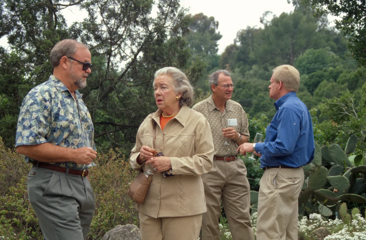 Dedication event, new stone bench in Desert Section, Pritzlaff Bench, 2000