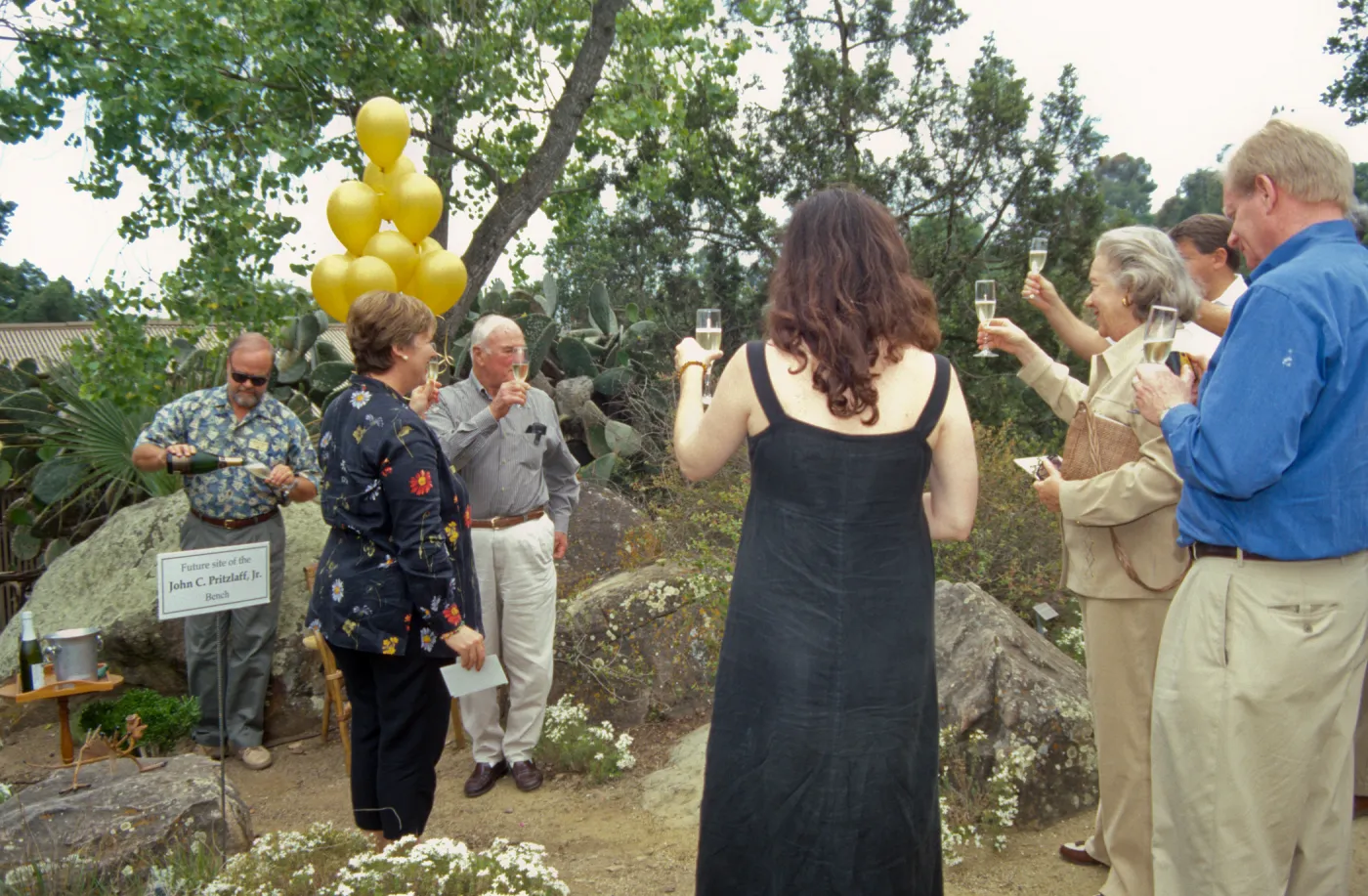 Dedication event, new stone bench in Desert Section, Pritzlaff Bench, 2000
