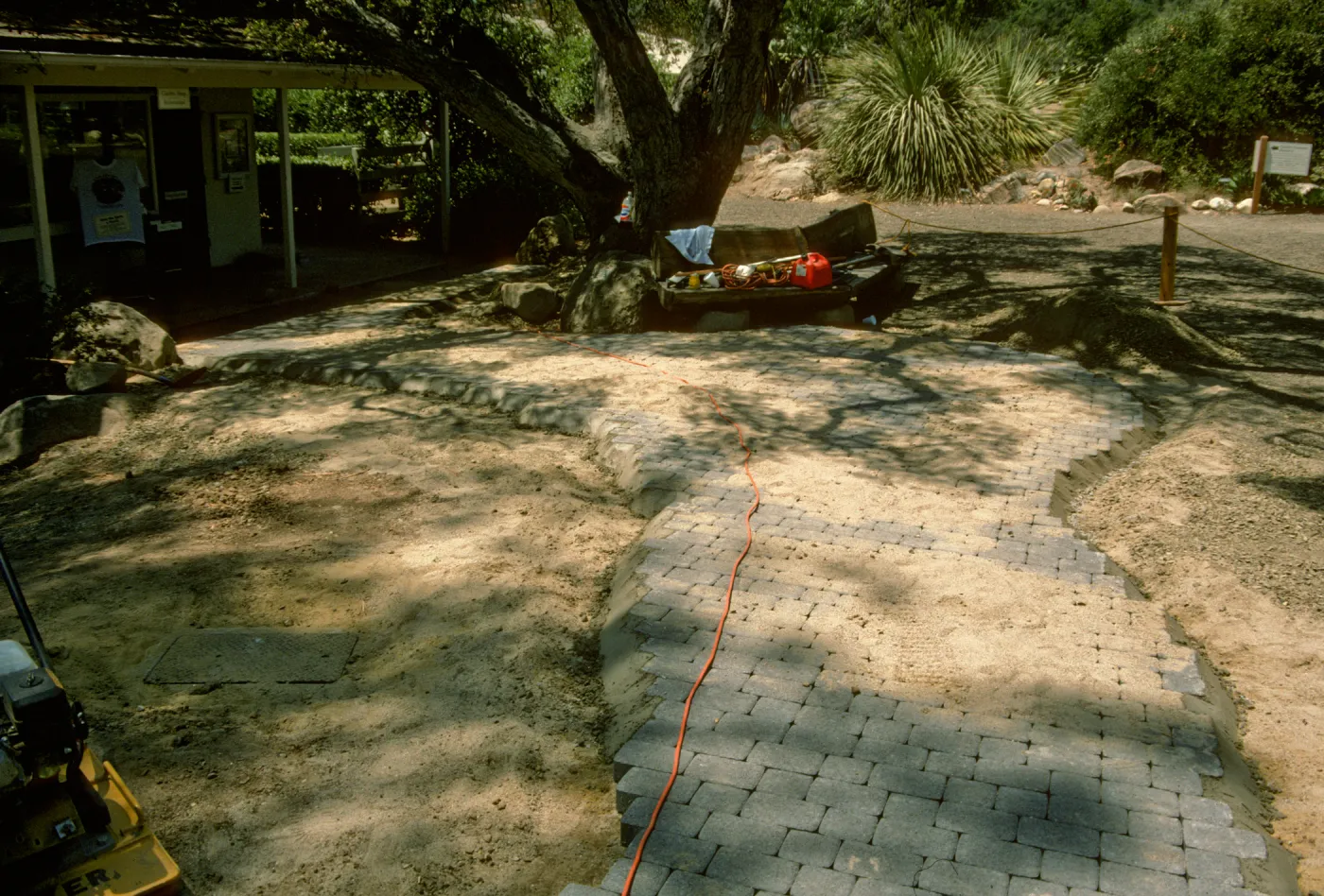 construction of new cobble stone path, Garden Entrance