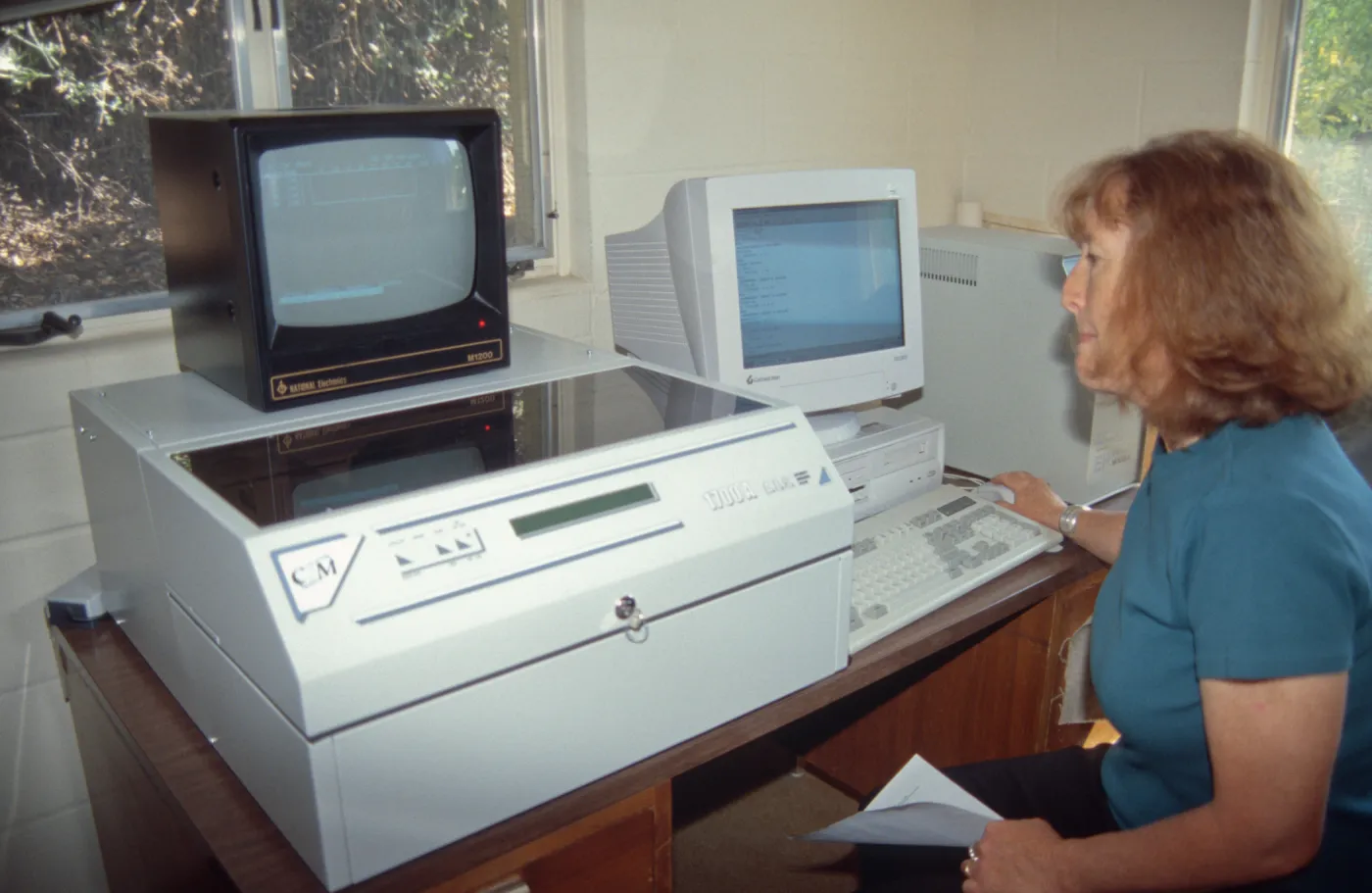 Betsy Collins, new engraving machine at the Hort Unit