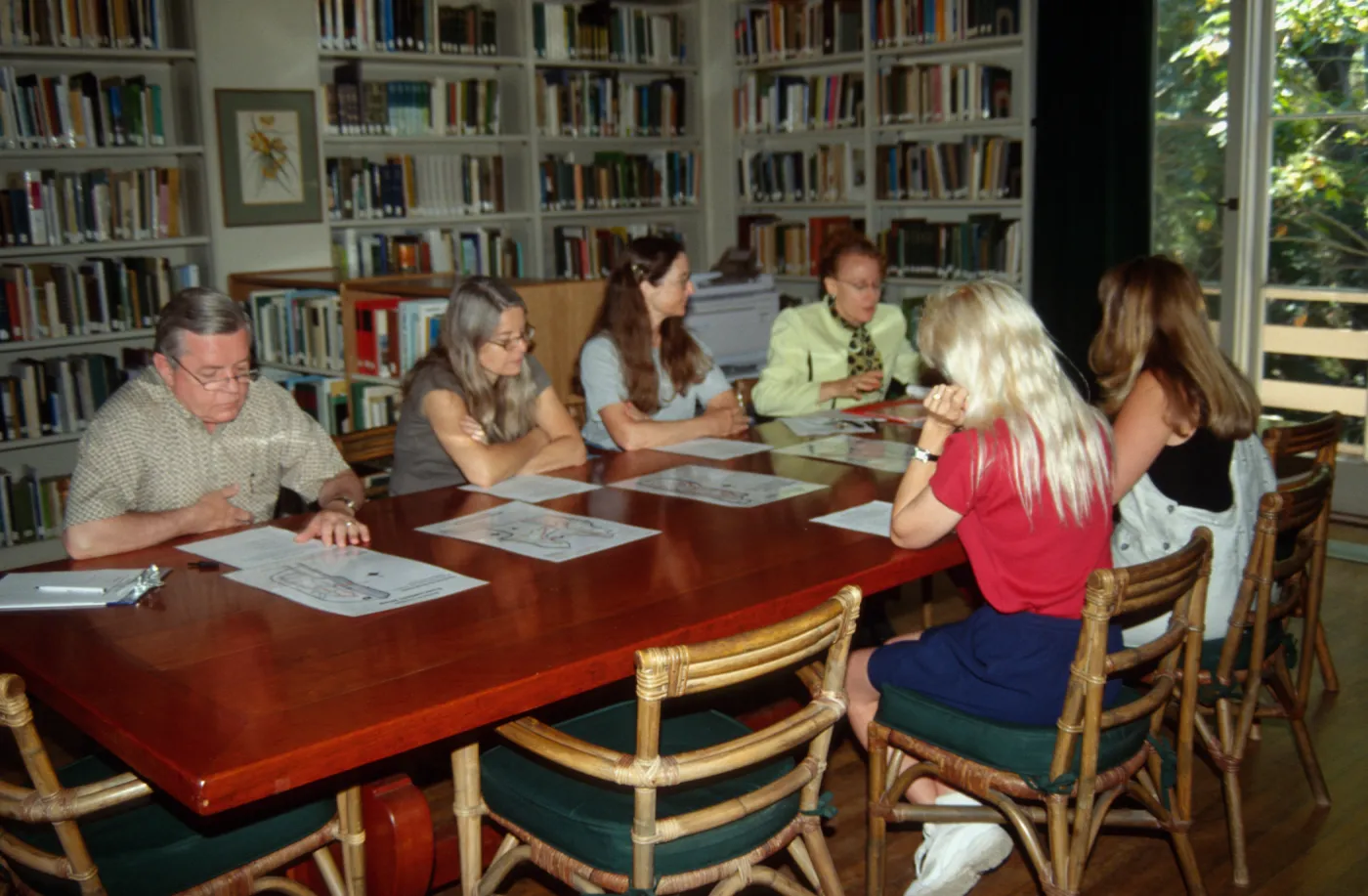 Fire drill training in Garden library, SBBG staff emergency preparation exercise, Courtyard