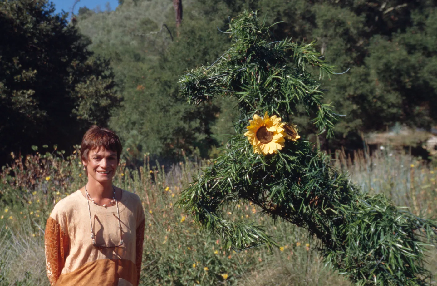 artist with garden topiary, Garden Works Event