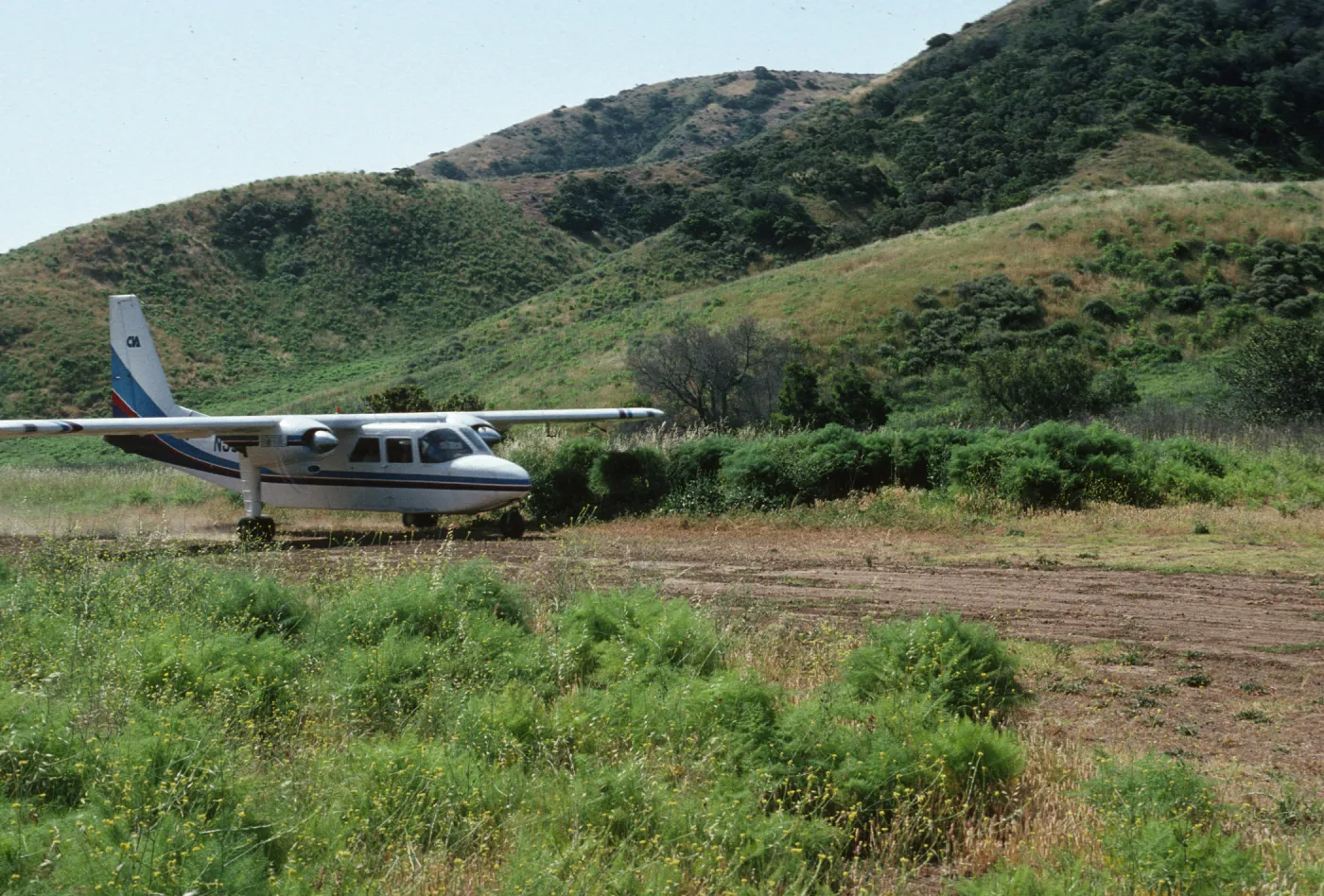 airplane at Stanton airfield, Santa Cruz Island