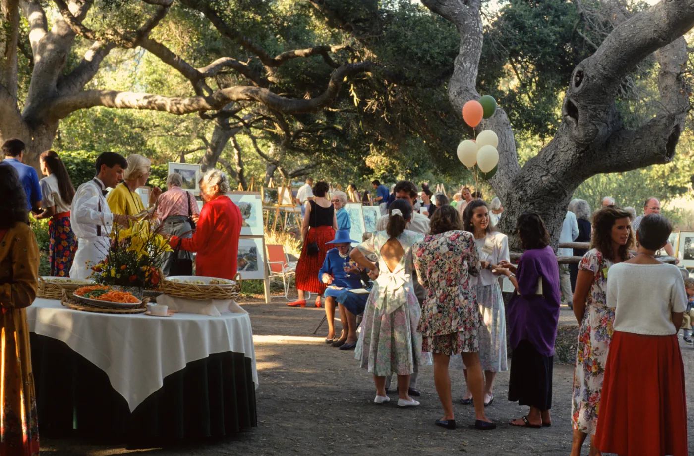 'Art Inspired in the Garden' fundraiser event, under the Meadow Oaks