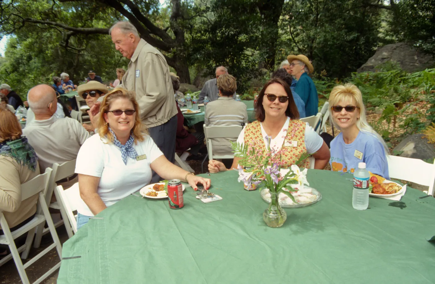 Dana Blum, Sue Smith, Kelly Stark, Volunteer Luncheon 2002, under the Meadow Oaks