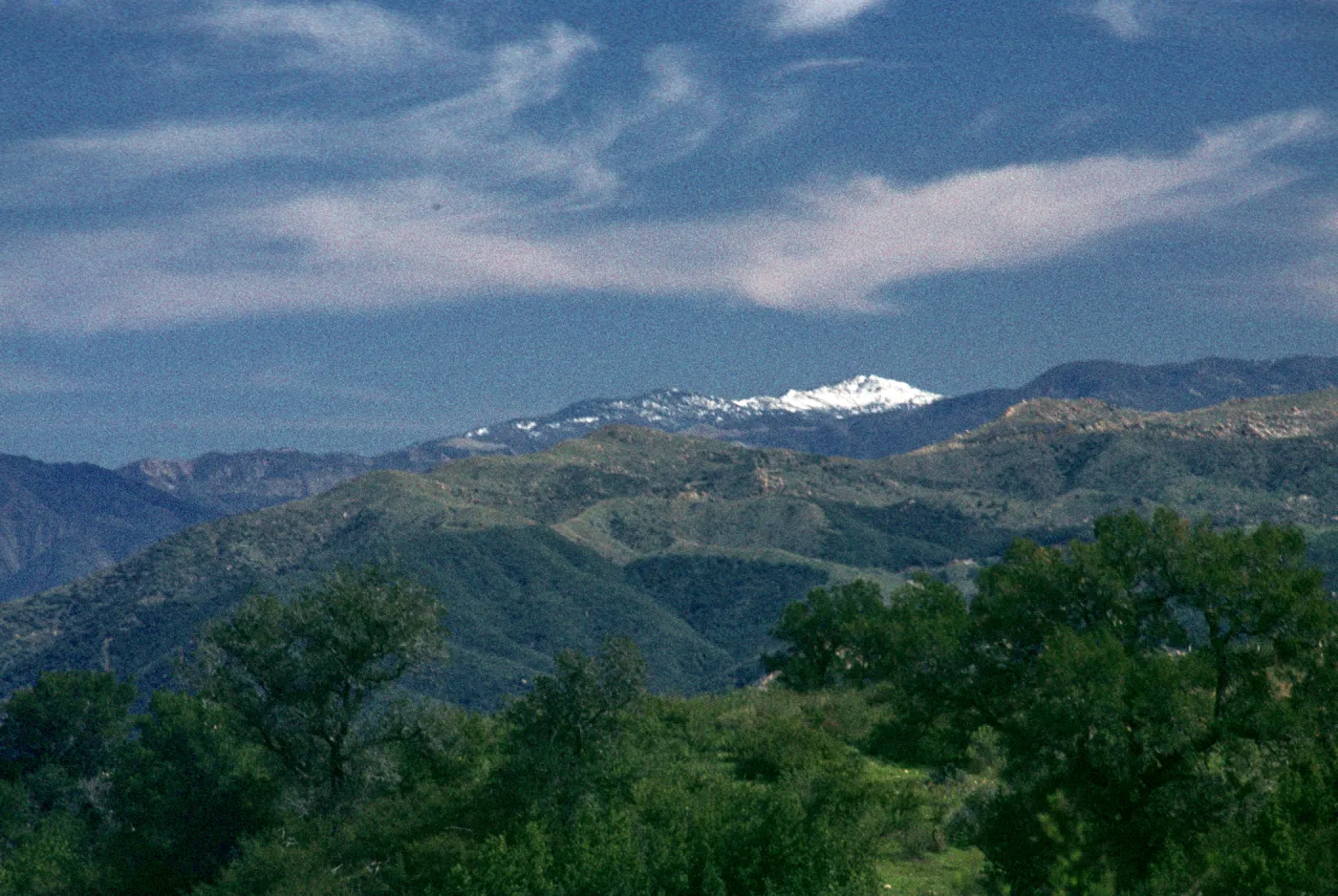 snow on San Rafael Mountains from West Camino Cielo