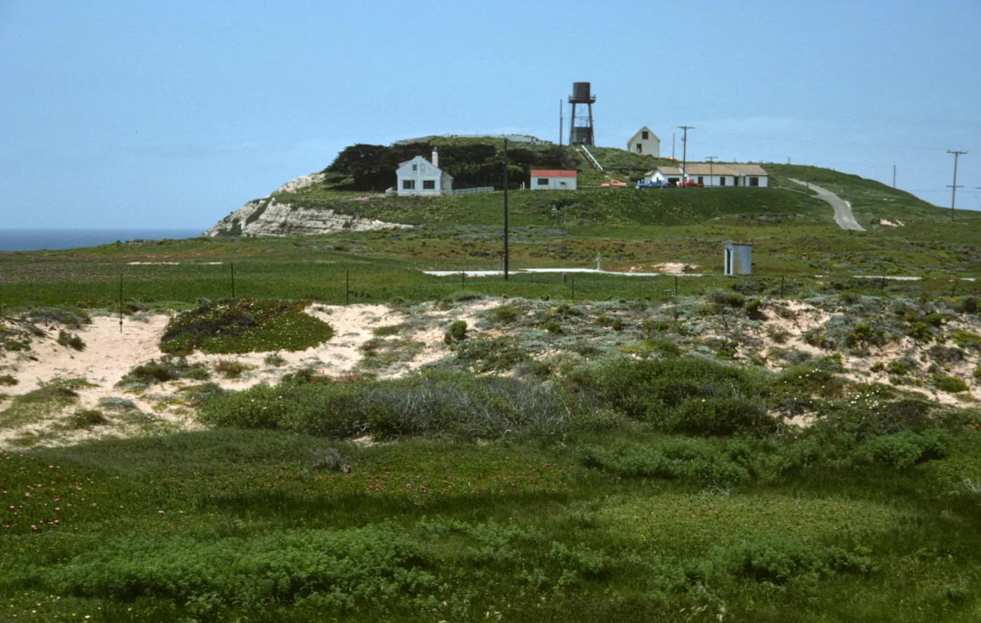 Point Conception from east, service buildings on point