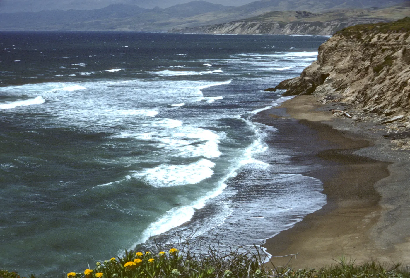 beach and sea cliffs, north from Point Conception