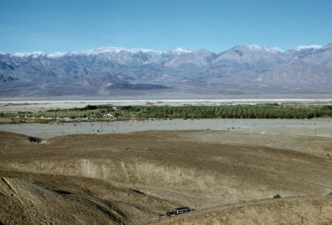 Death Valley, Furnace Creek Ranch from hill at Texas Spring