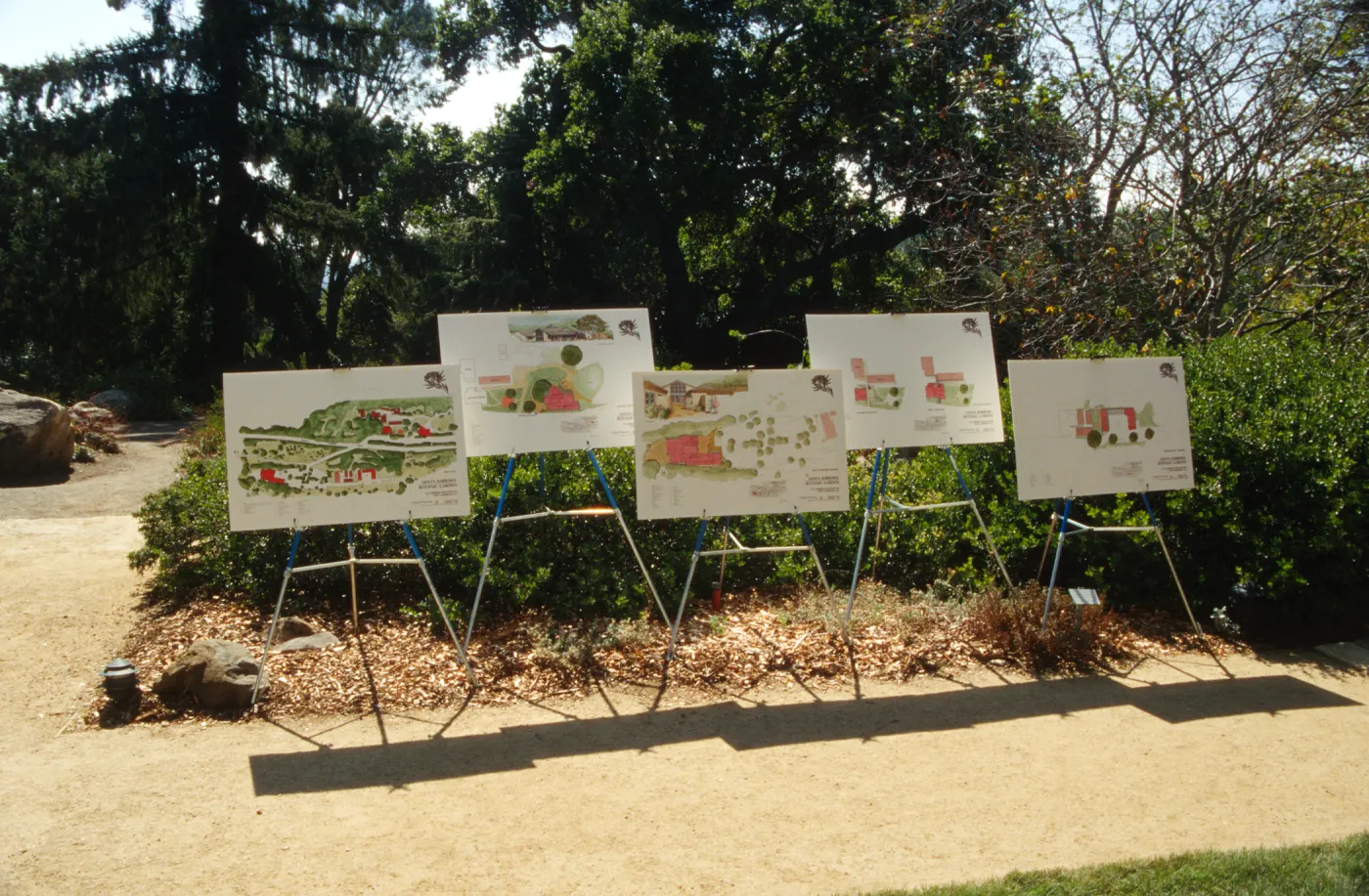 proposed development illustration display, Ironwood Circle Event, 1994, at the Home Demonstration Garden, exhibit panels
