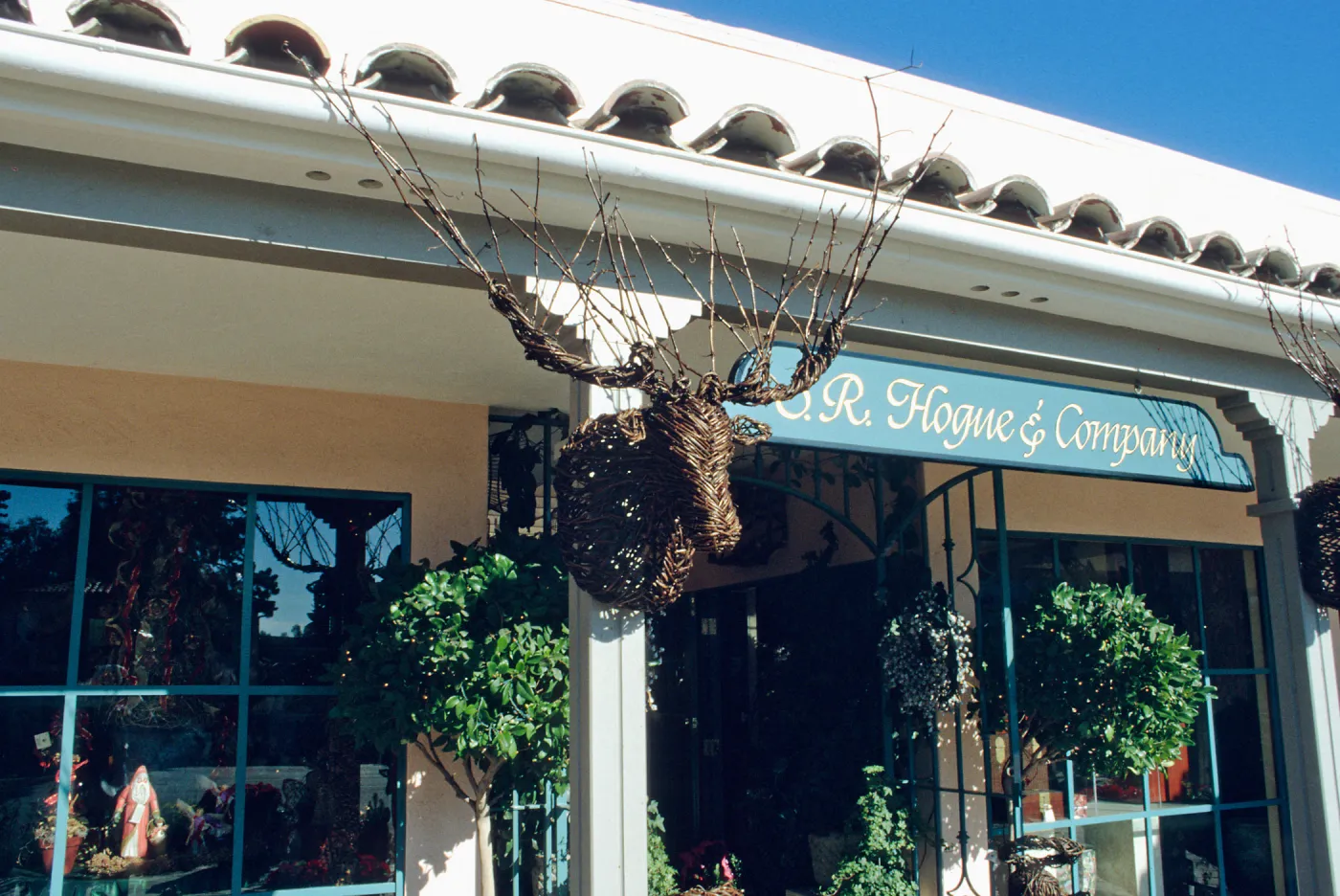 CA, Montecito, Xmas decor, shop sculpture, twigs art