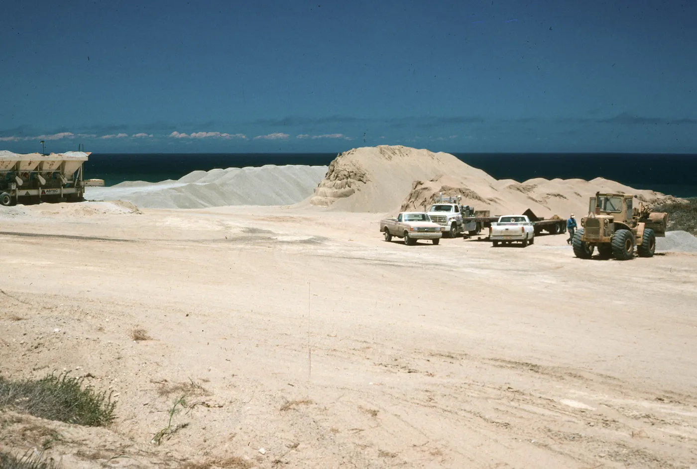 Gravel pile near rock jetty, San Nicolas Island