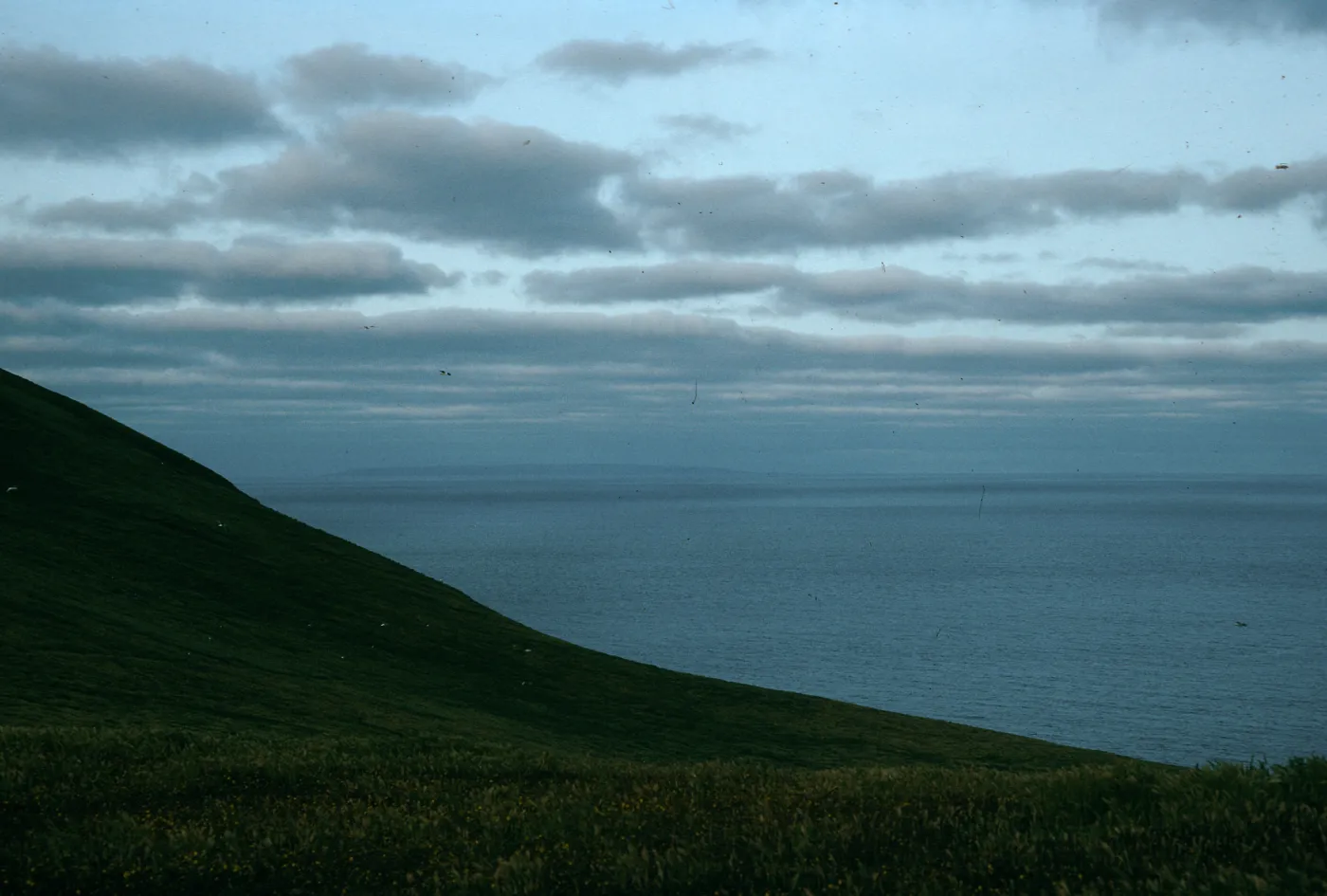 view of San Nicolas Island from saddle between peaks, Santa Barbara Island