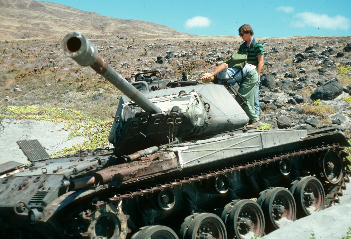 tank used for target practice, China Beach, San Clemente Island