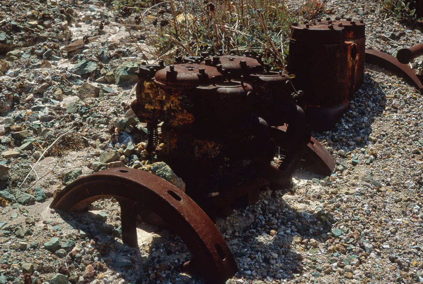 Cedros Island, old engine at mine, Canon de la Mina